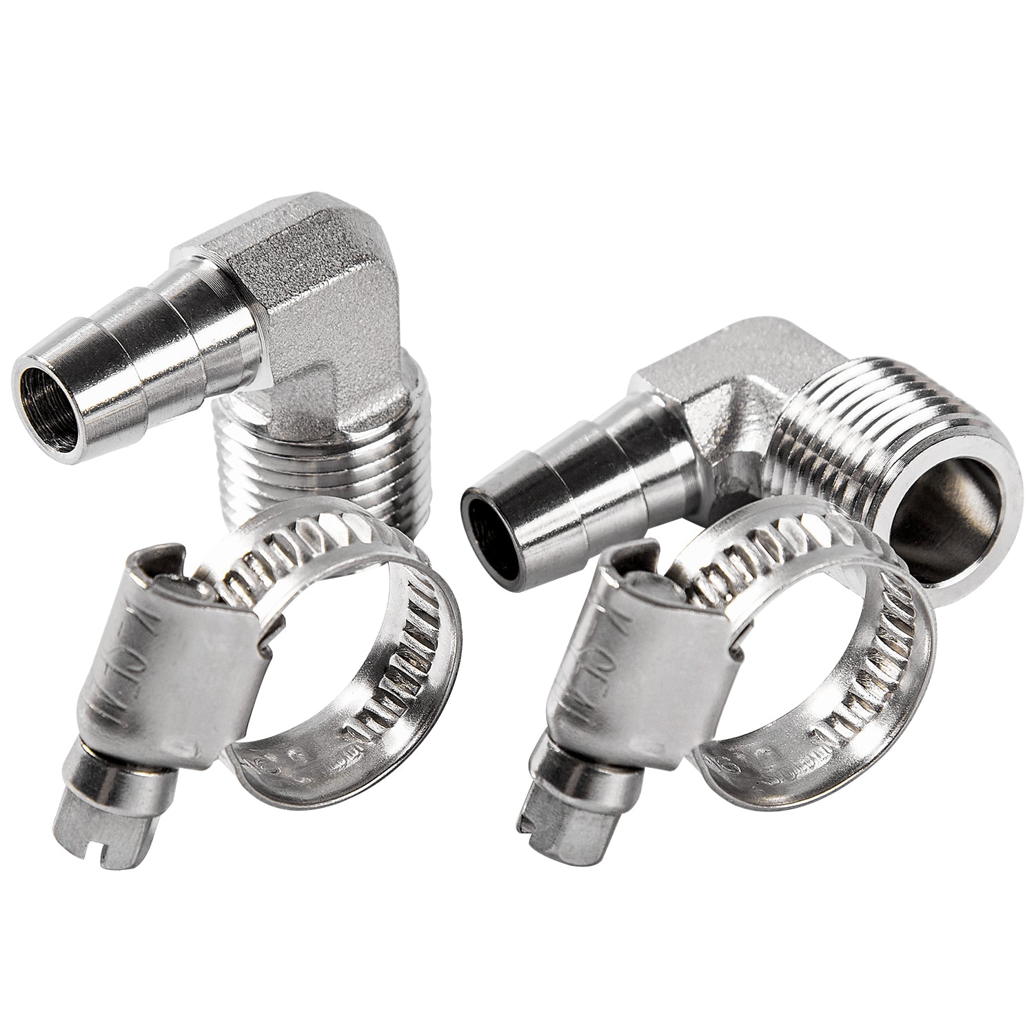 LTWFITTING 2 Sets Repair Kit Stainless Steel 316 3/8 Inch ID Hose x 3/8 Inch Male NPT Barb Elbow with 3/8 - 5/8 Inch (10-16mm) Hose Clamp