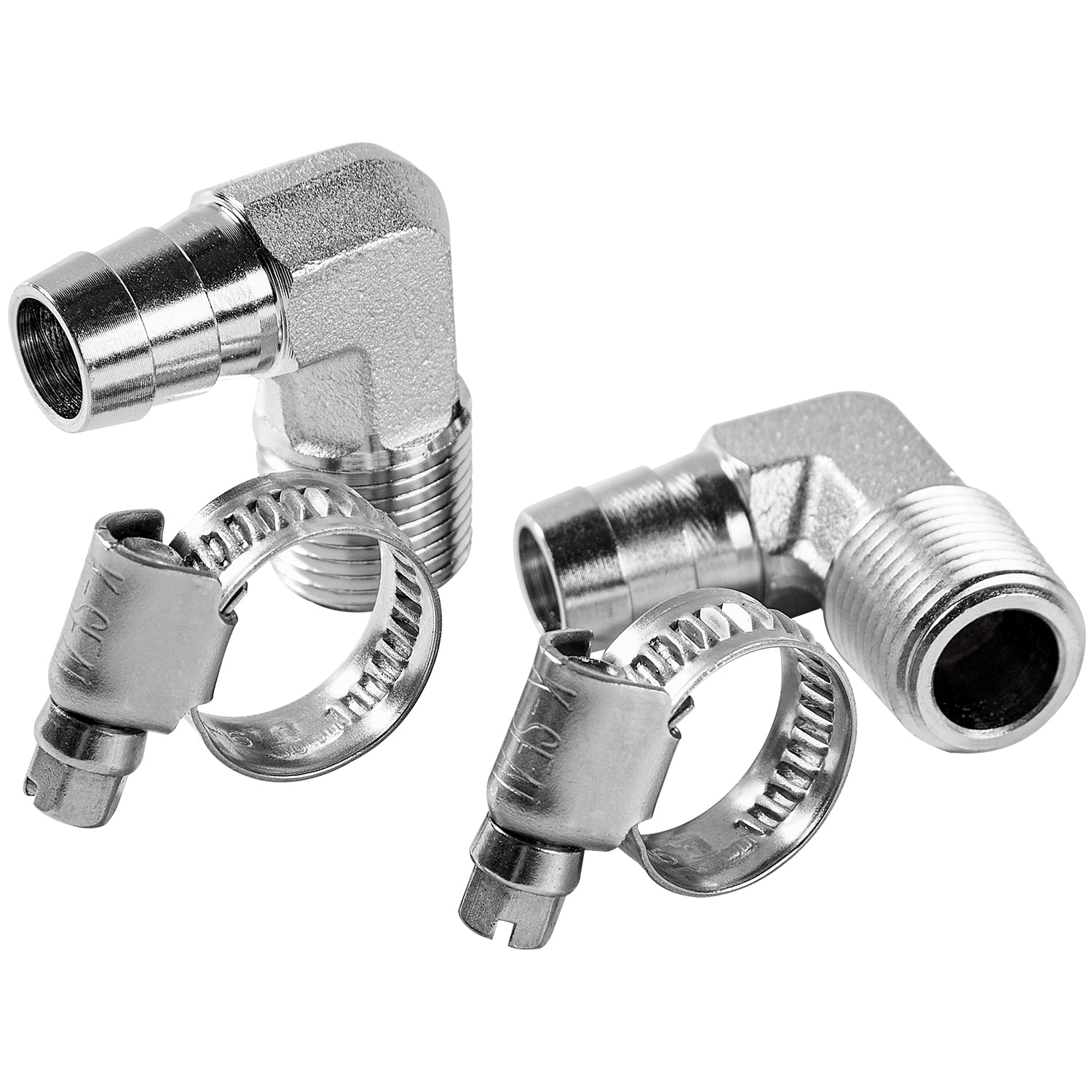 LTWFITTING 2 Sets Repair Kit Stainless Steel 316 1/2 Inch ID Hose x 3/8 Inch Male NPT Barb Elbow with 3/8 - 5/8 Inch (10-16mm) Hose Clamp