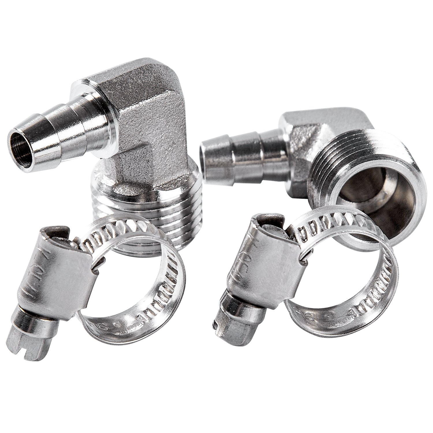 LTWFITTING 2 Sets Repair Kit Stainless Steel 316 3/8 Inch ID Hose x 1/2 Inch Male NPT Barb Elbow with 3/8 - 5/8 Inch (10-16mm) Hose Clamp
