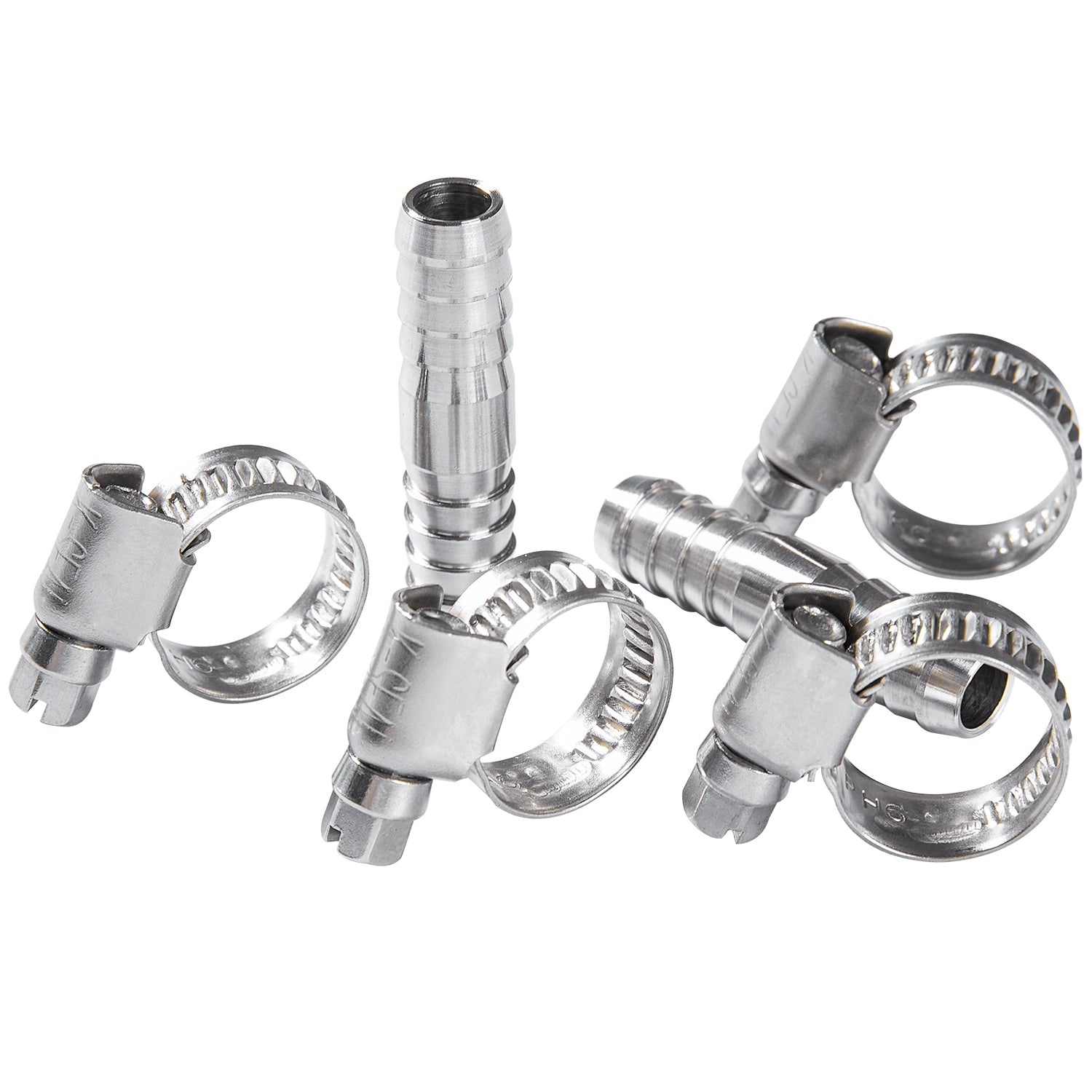 LTWFITTING 2 Sets Repair Kit Stainless Steel 316 3/8 Inch ID Hose Barb Splicer with 3/8 - 5/8 Inch (10-16mm) Hose Clamp