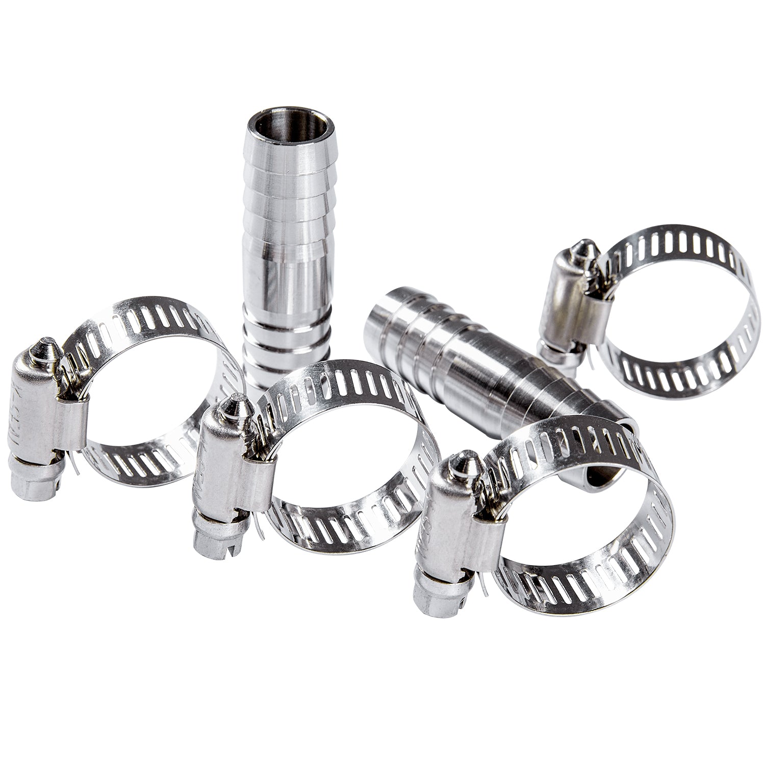 LTWFITTING 2 Sets Repair Kit Stainless Steel 316 5/8 Inch ID Hose Barb Splicer with 9/16 - 1-1/8 Inch (14-27mm) Hose Clamp
