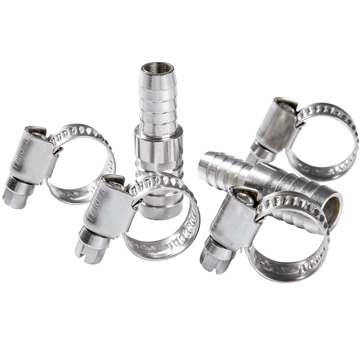 LTWFITTING 2 Sets Repair Kit Stainless Steel 316 3/8 Inch x 1/2 Inch ID Hose Barb Splicer with 3/8 - 5/8 Inch (10-16mm) Hose Clamp