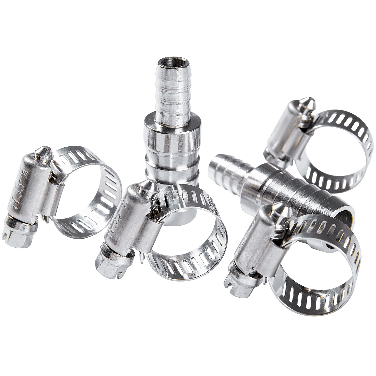 LTWFITTING 2 Sets Repair Kit Stainless Steel 316 3/8 Inch x 5/8 Inch ID Hose Barb Splicer with 3/8 - 3/4 Inch (11-20mm) Hose Clamp
