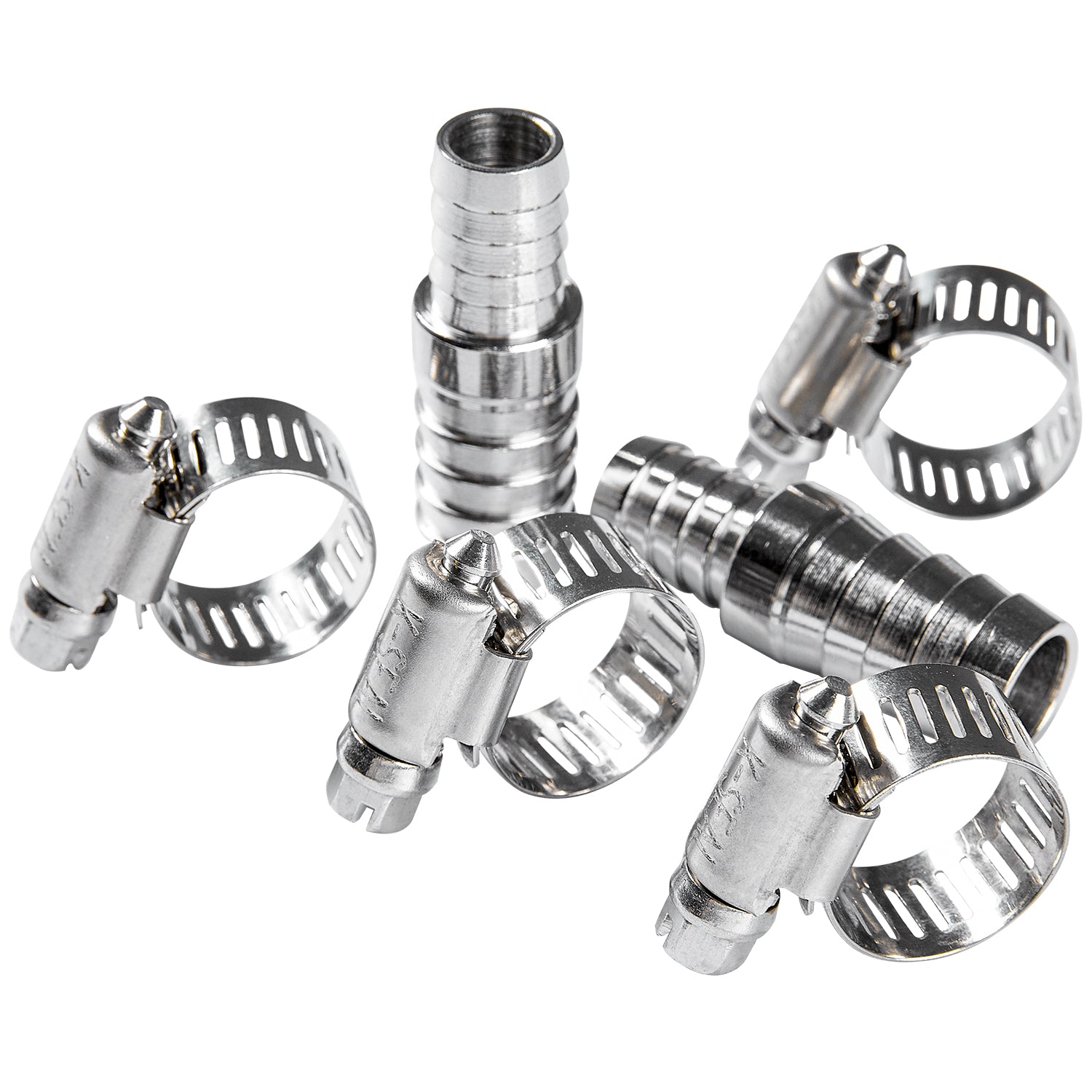 LTWFITTING 2 Sets Repair Kit Stainless Steel 316 1/2 Inch x 5/8 Inch ID Hose Barb Splicer with 3/8 - 3/4 Inch (11-20mm) Hose Clamp