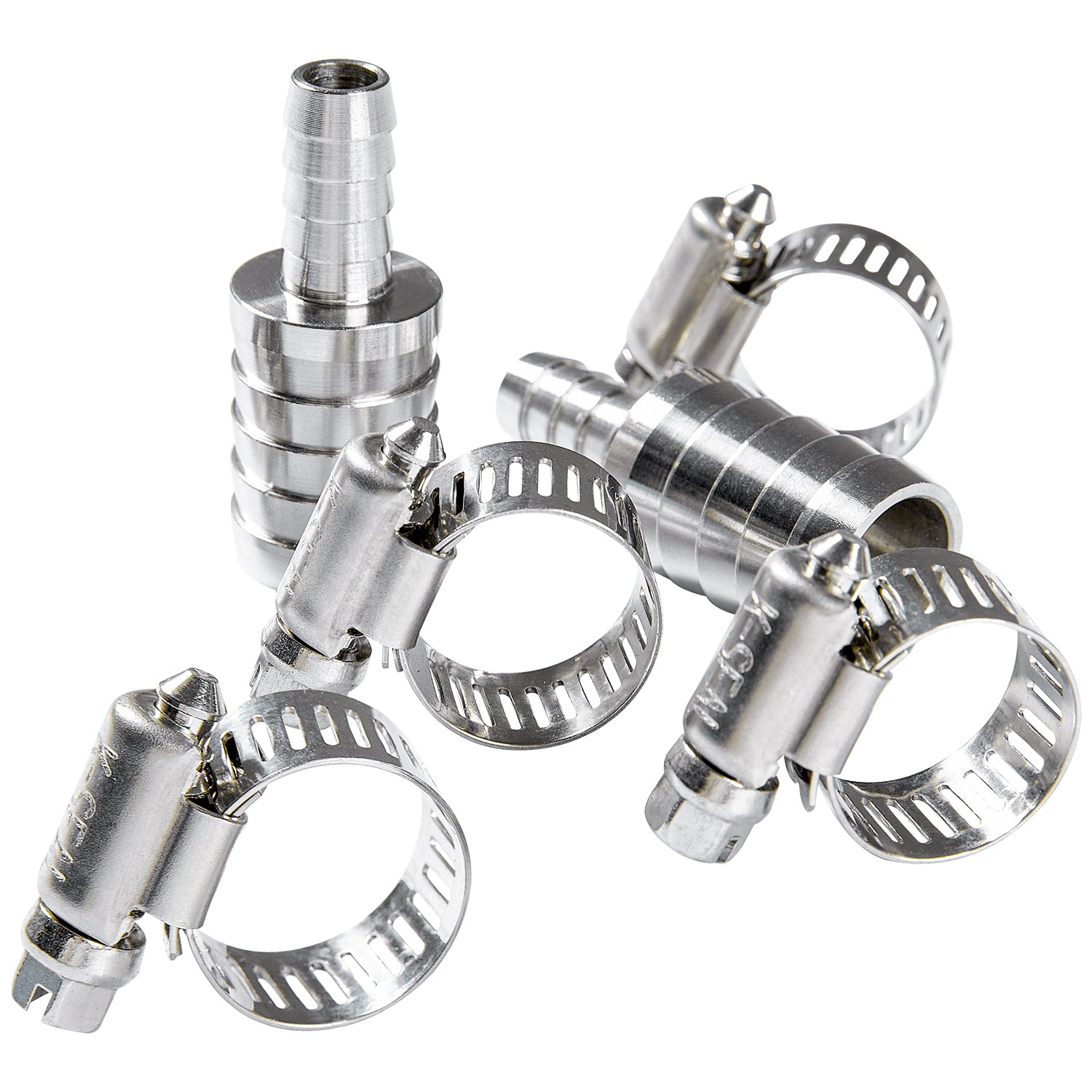 LTWFITTING 2 Sets Repair Kit Stainless Steel 316 3/8 Inch x 3/4 Inch ID Hose Barb Splicer with 3/8 - 3/4 Inch (11-20mm) Hose Clamp