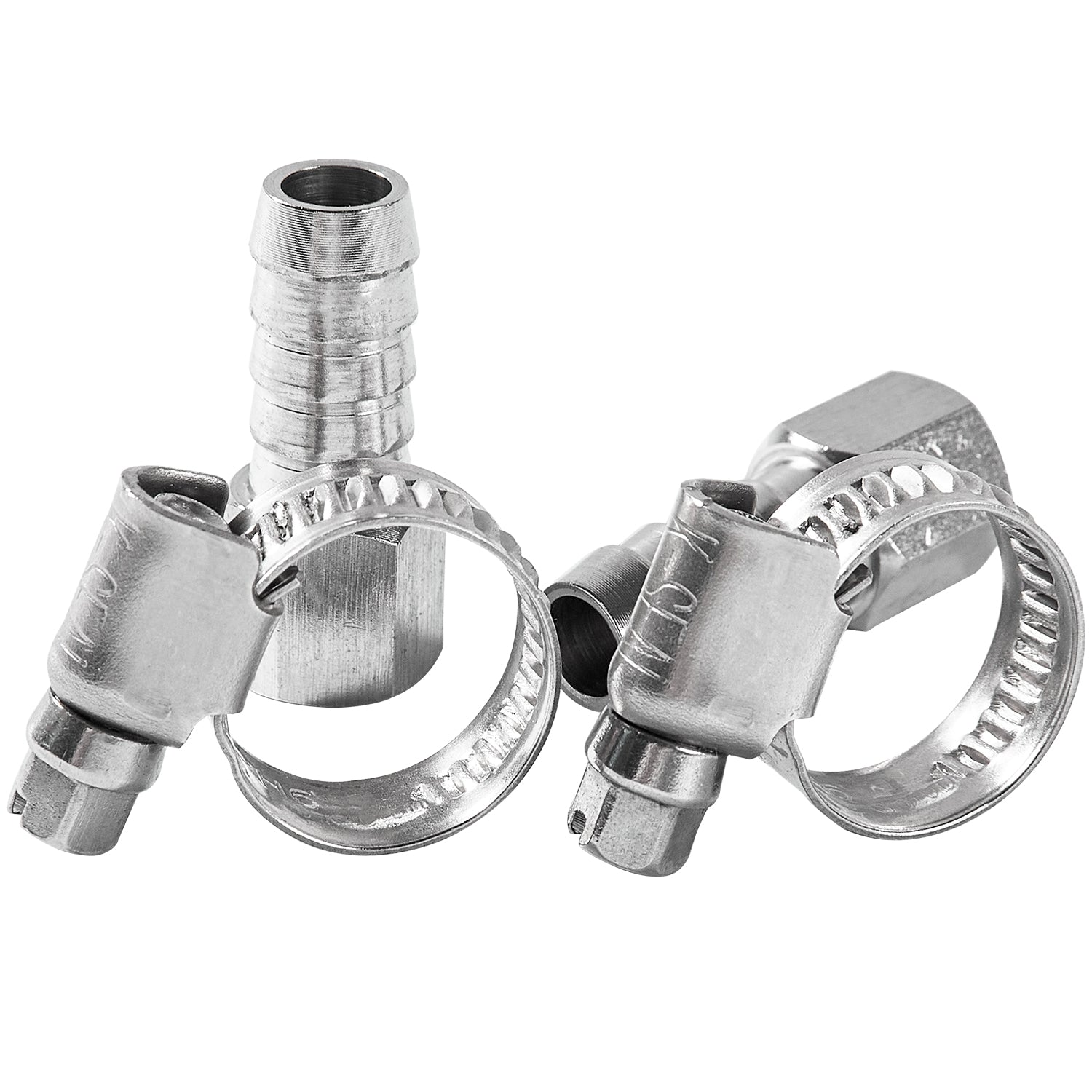 LTWFITTING 2 Sets Repair Kit Stainless Steel 316 3/8 Inch ID Hose x 1/8 Inch Female NPT Connector with 3/8 - 5/8 (10-16mm) Hose Clamp