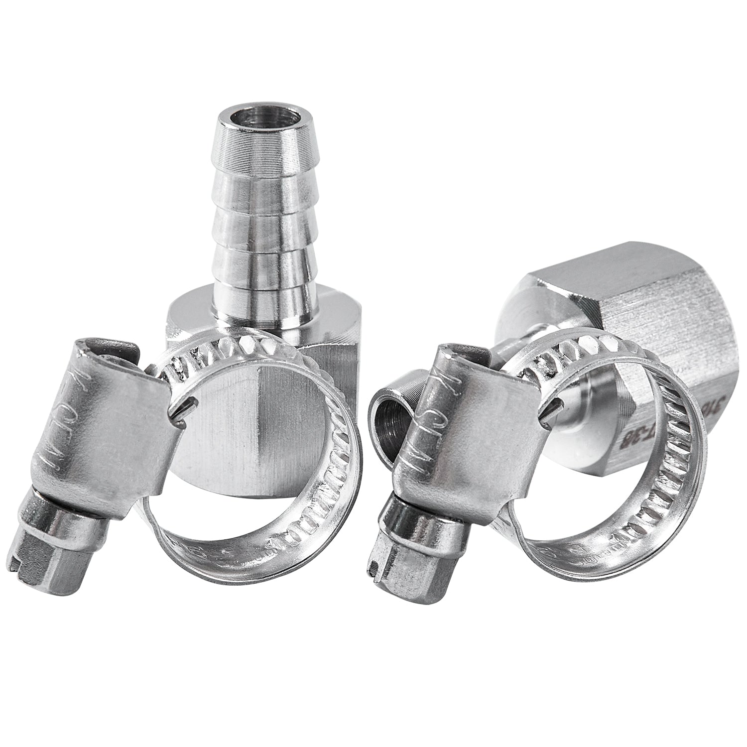 LTWFITTING 2 Sets Repair Kit Stainless Steel 316 3/8 Inch ID Hose x 3/8 Inch Female NPT Connector with 3/8 - 5/8 Inch (10-16mm) Hose Clamp