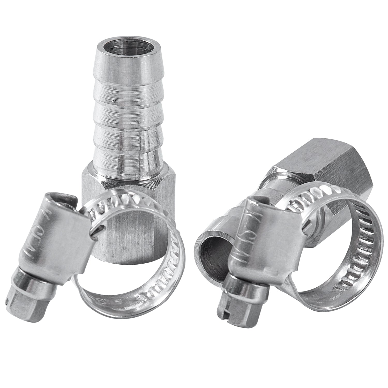 LTWFITTING 2 Sets Repair Kit Stainless Steel 316 1/2 Inch ID Hose x 1/4 Inch Female NPT Connector with 3/8 - 5/8 Inch (10-16mm) Hose Clamp