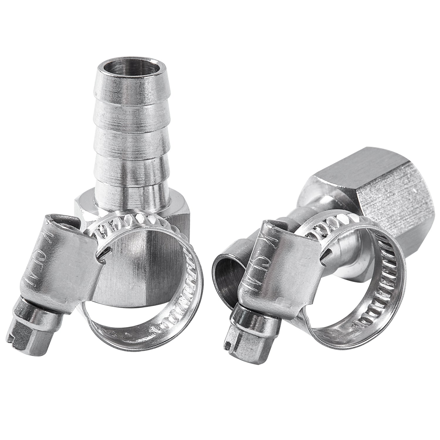 LTWFITTING 2 Sets Repair Kit Stainless Steel 316 1/2 Inch ID Hose x 3/8 Inch Female NPT Connector with 3/8 - 5/8 Inch (10-16mm) Hose Clamp
