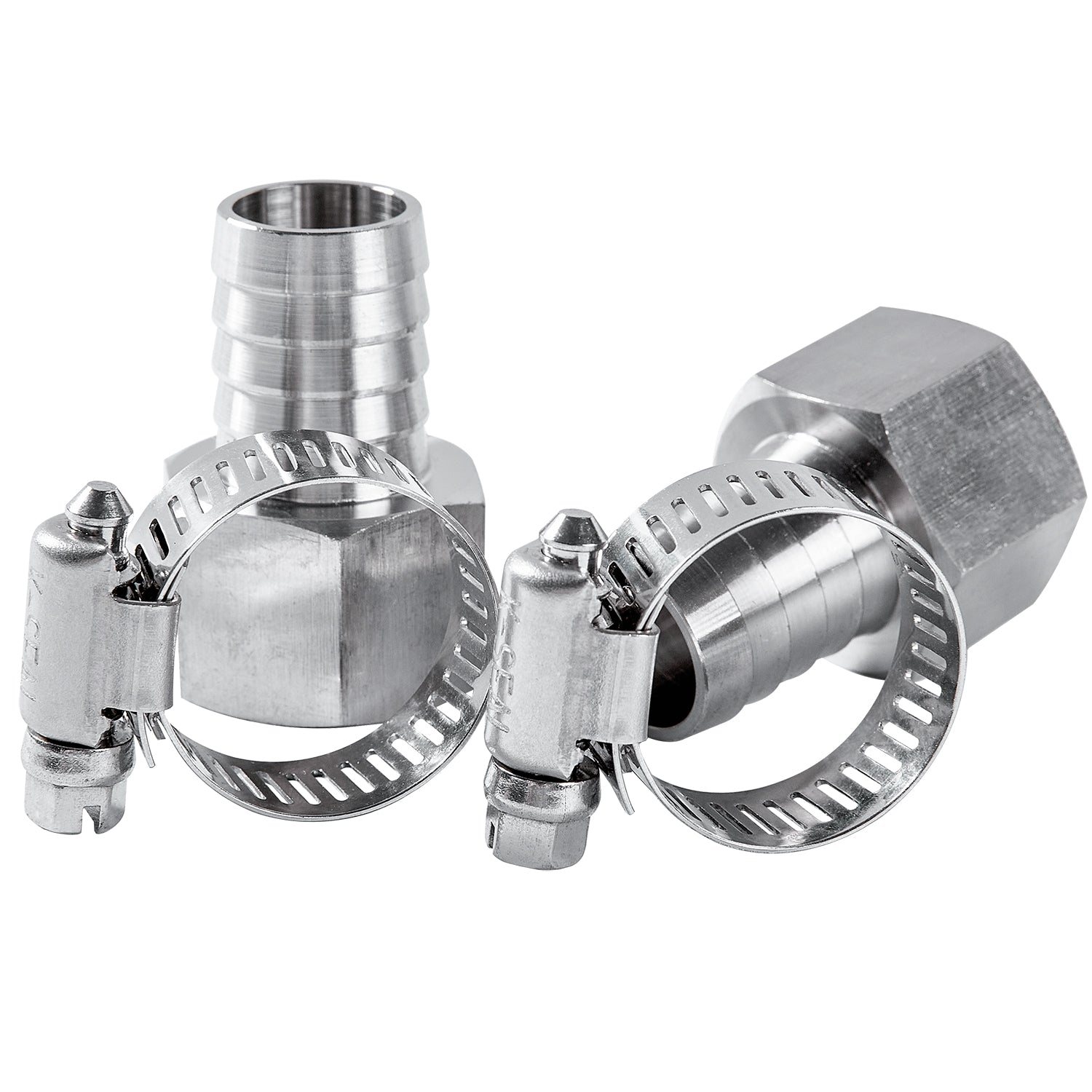 LTWFITTING 2 Sets Repair Kit Stainless Steel 316 3/4 Inch ID Hose x 3/4 Inch Female NPT Connector with 9/16 -1-1/8 Inch (14-27mm) Hose Clamp