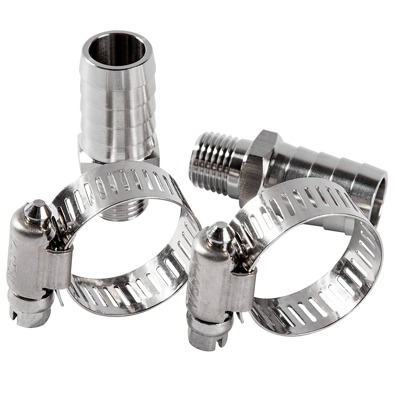 LTWFITTING 2 Sets Repair Kit Stainless Steel 316 5/8 Inch ID Hose x 1/4 Inch Male NPT Barb Connector with 9/16 - 1-1/8 Inch (14-27mm) Hose Clamp