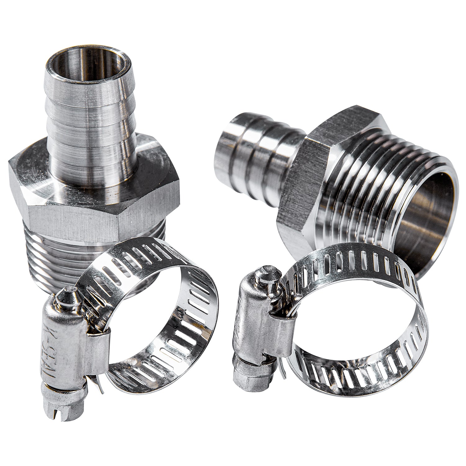 LTWFITTING 2 Sets Repair Kit Stainless Steel 316 3/4 Inch ID Hose x 1 Inch Male NPT Barb Connector with 9/16 - 1-1/8 Inch (14-27mm) Hose Clamp