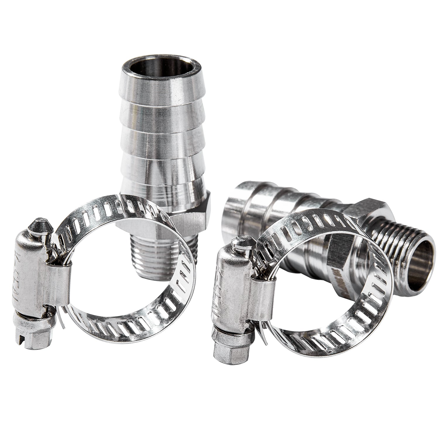 LTWFITTING 2 Sets Repair Kit Stainless Steel 316 3/4 Inch ID Hose x 3/8 Inch Male NPT Barb Connector with 9/16 - 1-1/8 Inch (14-27mm) Hose Clamp