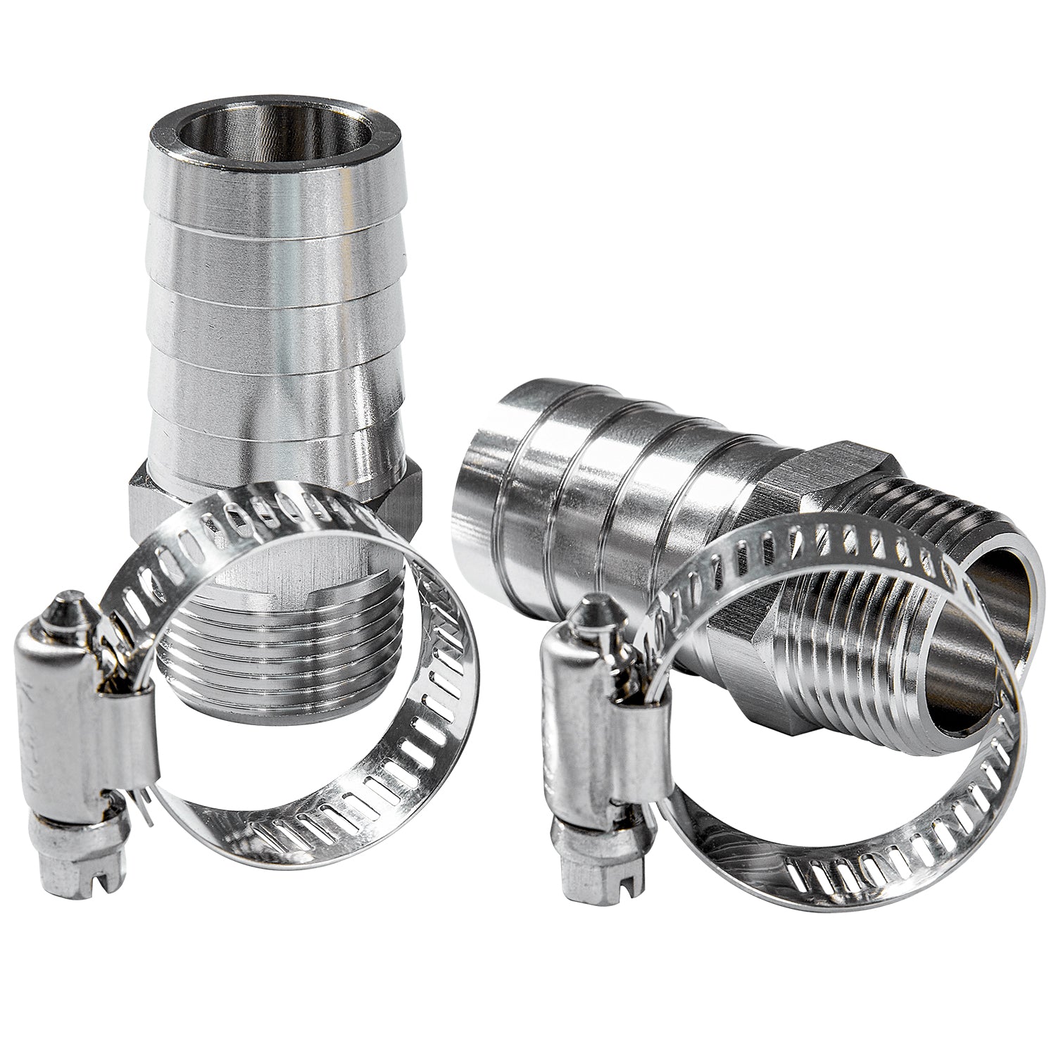 LTWFITTING 2 Sets Repair Kit Stainless Steel 316 1 Inch ID Hose x 3/4 Inch Male NPT Barb Connector with 3/4 ¨C1-1/4 Inch (17-32mm) Hose Clamp