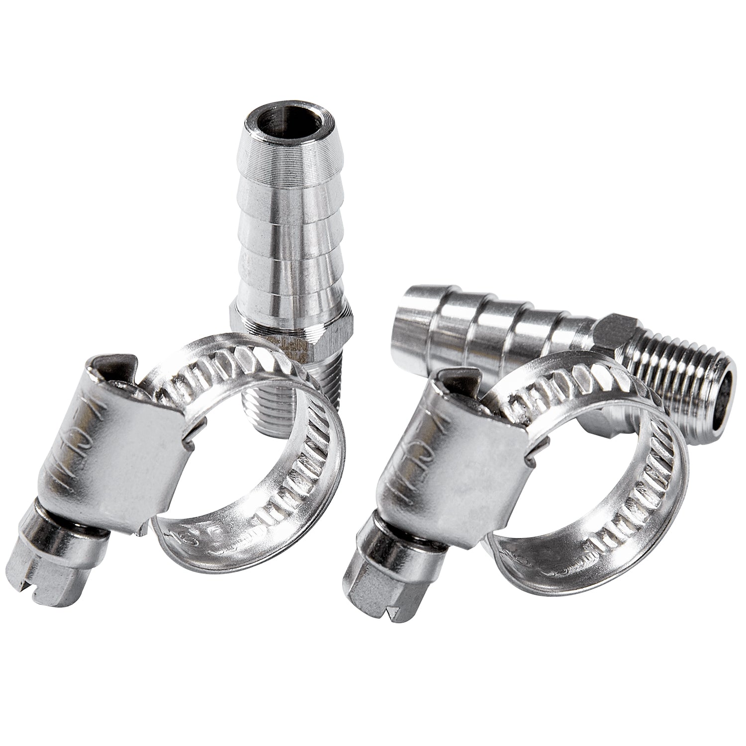 LTWFITTING 2 Sets Repair Kit Stainless Steel 316 3/8 Inch ID Hose x 1/8 Inch Male NPT Barb Connector with 3/8 - 5/8 Inch (10-16mm) Hose Clamp