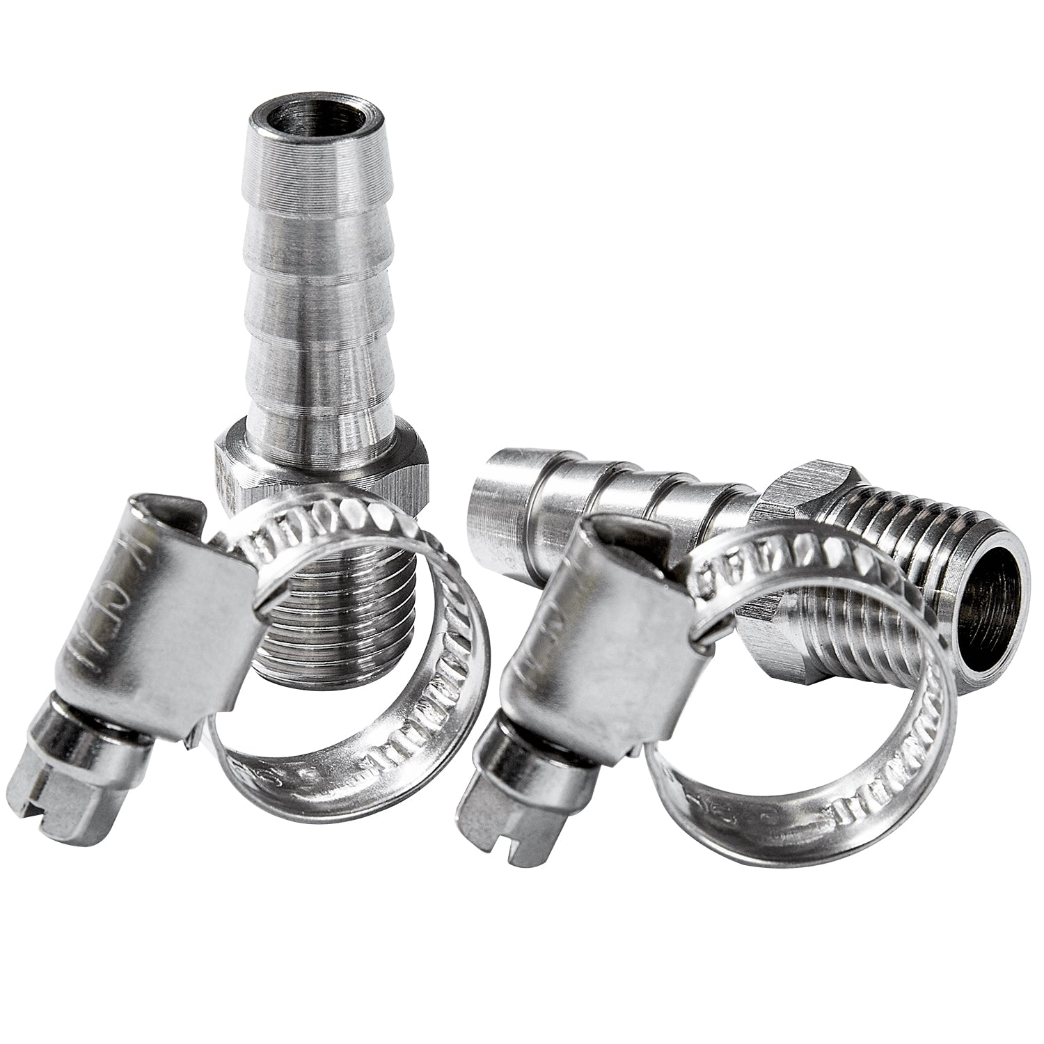 LTWFITTING 2 Sets Repair Kit Stainless Steel 316 3/8 Inch ID Hose x 1/4 Inch Male NPT Barb Connector with 3/8 - 5/8 Inch (10-16mm) Hose Clamp