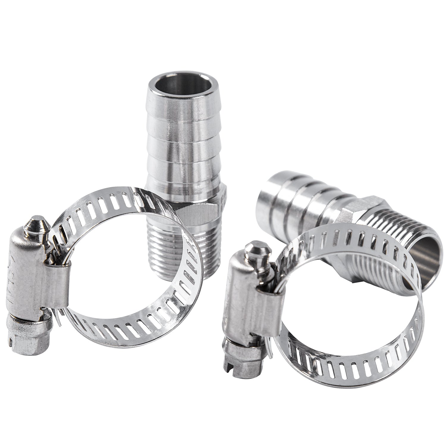 LTWFITTING 2 Sets Repair Kit Stainless Steel 316 5/8 Inch ID Hose x 3/8 Inch Male NPT Barb Connector with 9/16 - 1-1/8 Inch (14-27mm) Hose Clamp