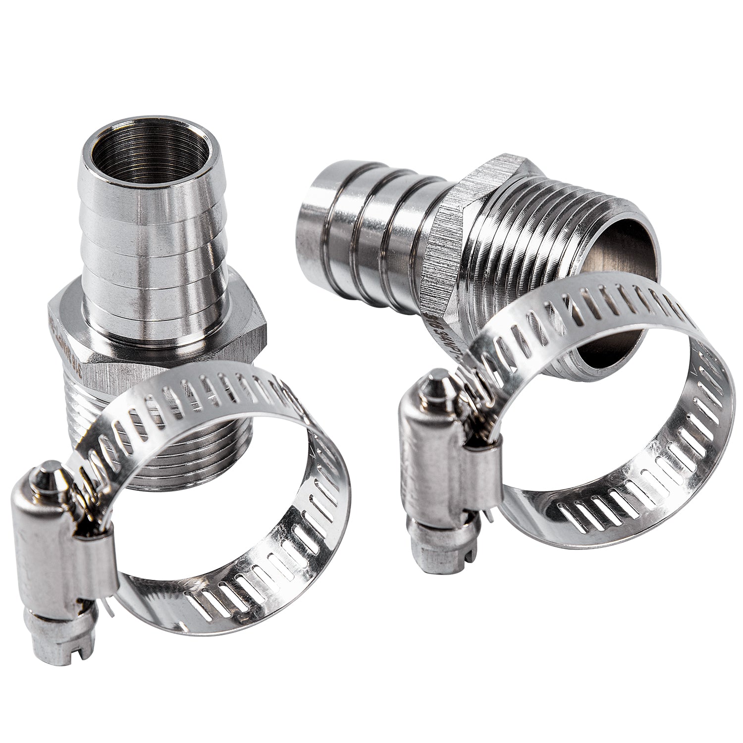 LTWFITTING 2 Sets Repair Kit Stainless Steel 316 3/4 Inch ID Hose x 3/4 Inch Male NPT Barb Connector with 3/4 ¨C1-1/4 Inch(17-32mm) Hose Clamp