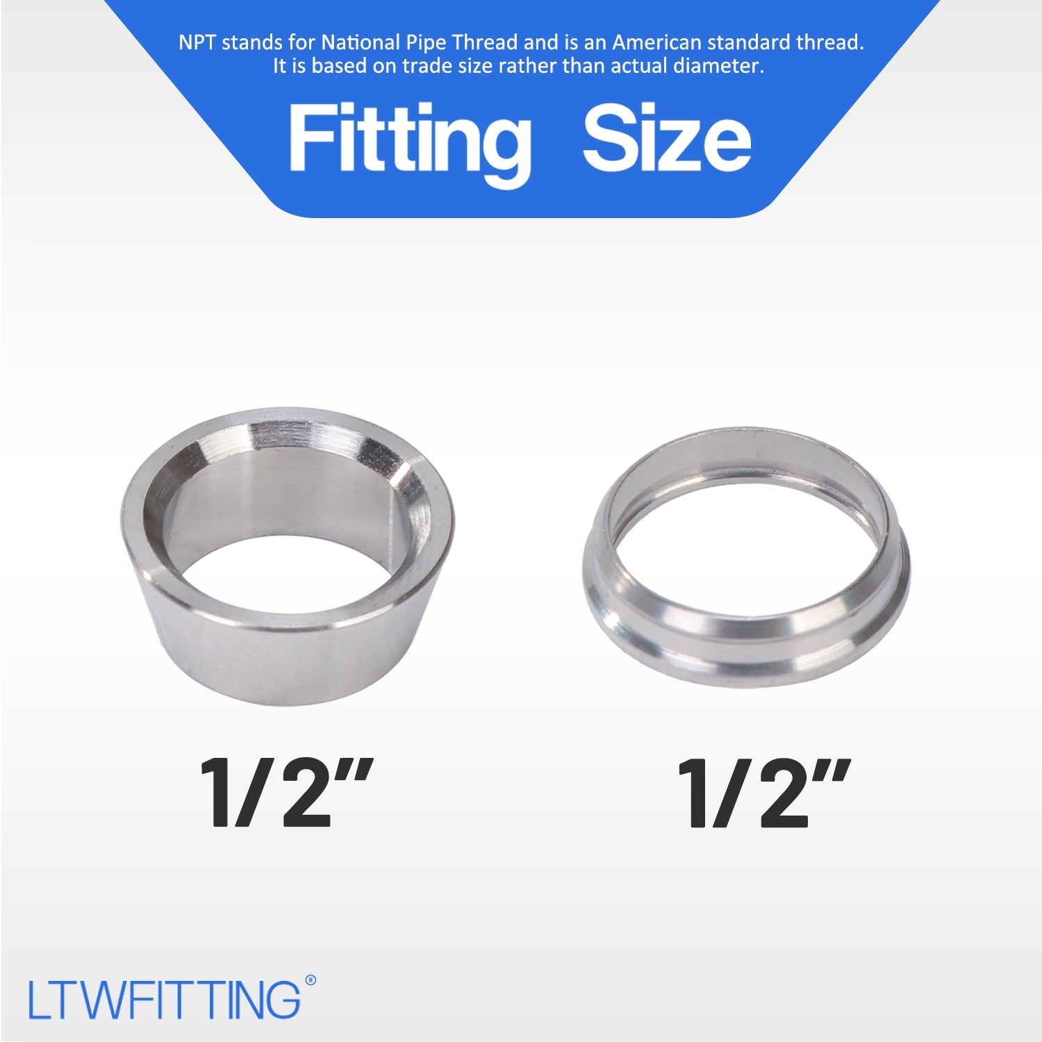 LTWFITTING 1/2-Inch Stainless Steel 316 Compression Sleeves Ferrels, STAINLESS STEEL 316 COMPRESSION FITTING (Pack of 250)