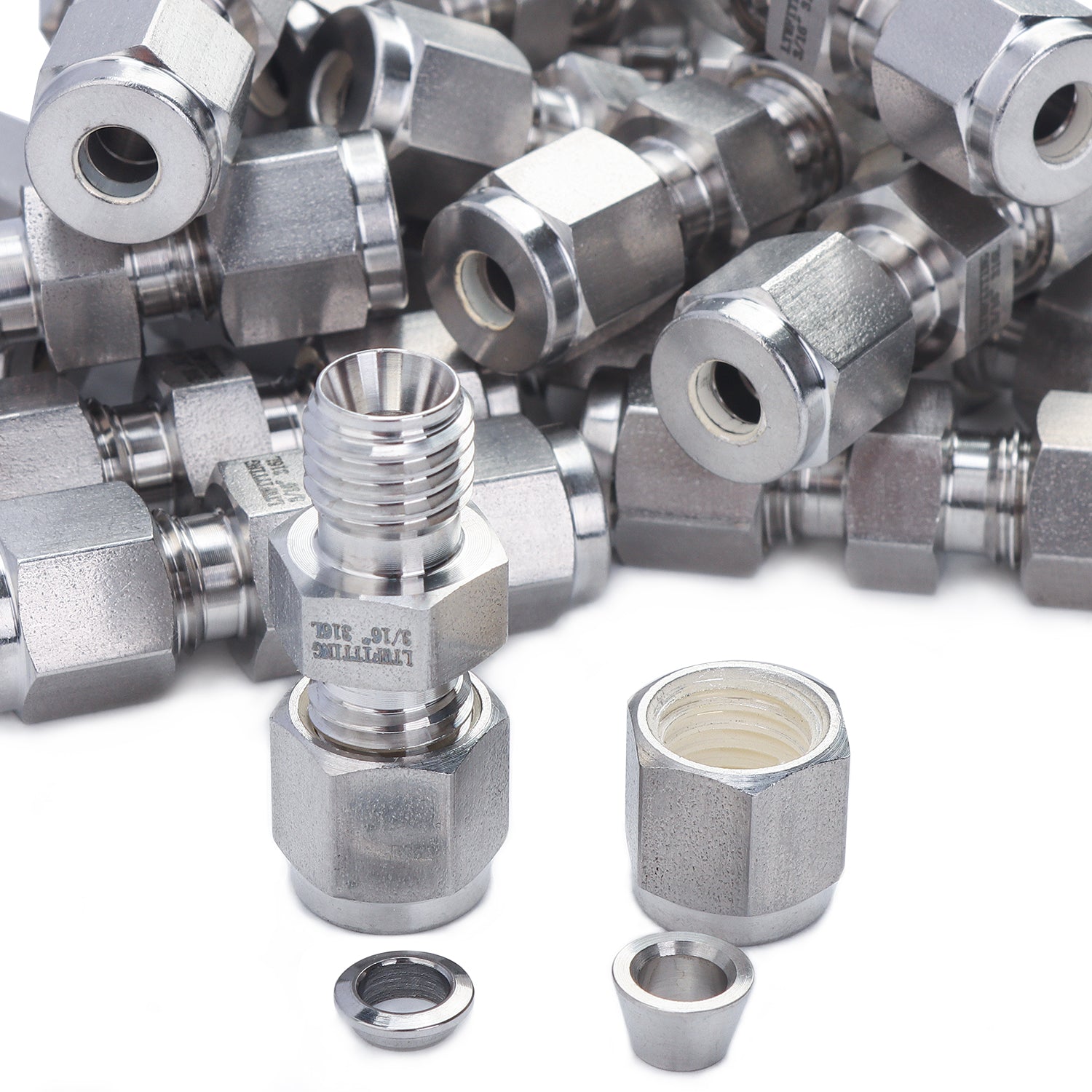 LTWFITTING 3/16-Inch OD Compression Union,Stainless Steel 316 Compression Fitting (Pack of 250)