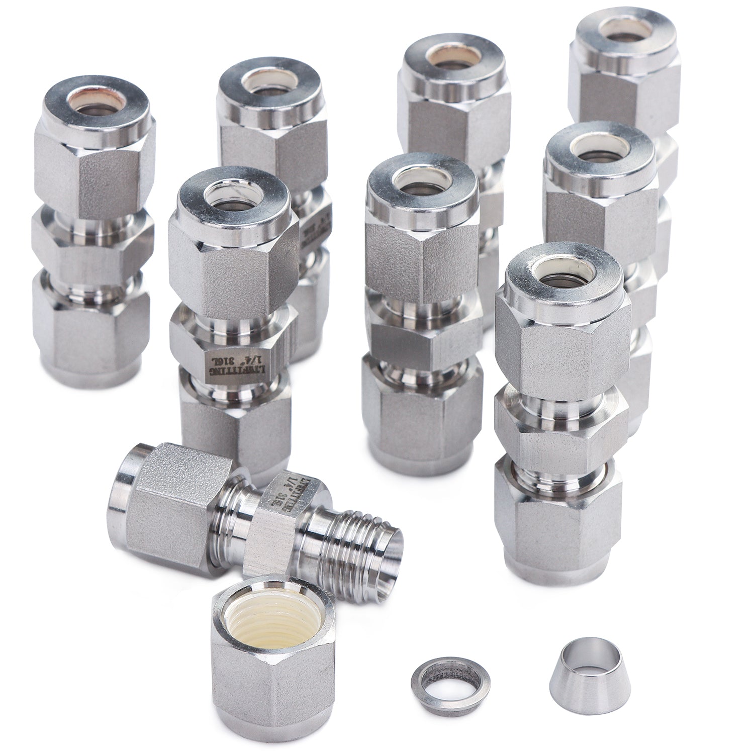 LTWFITTING 1/4-Inch OD Compression Union,Stainless Steel 316 Compression Fitting (Pack of 20)