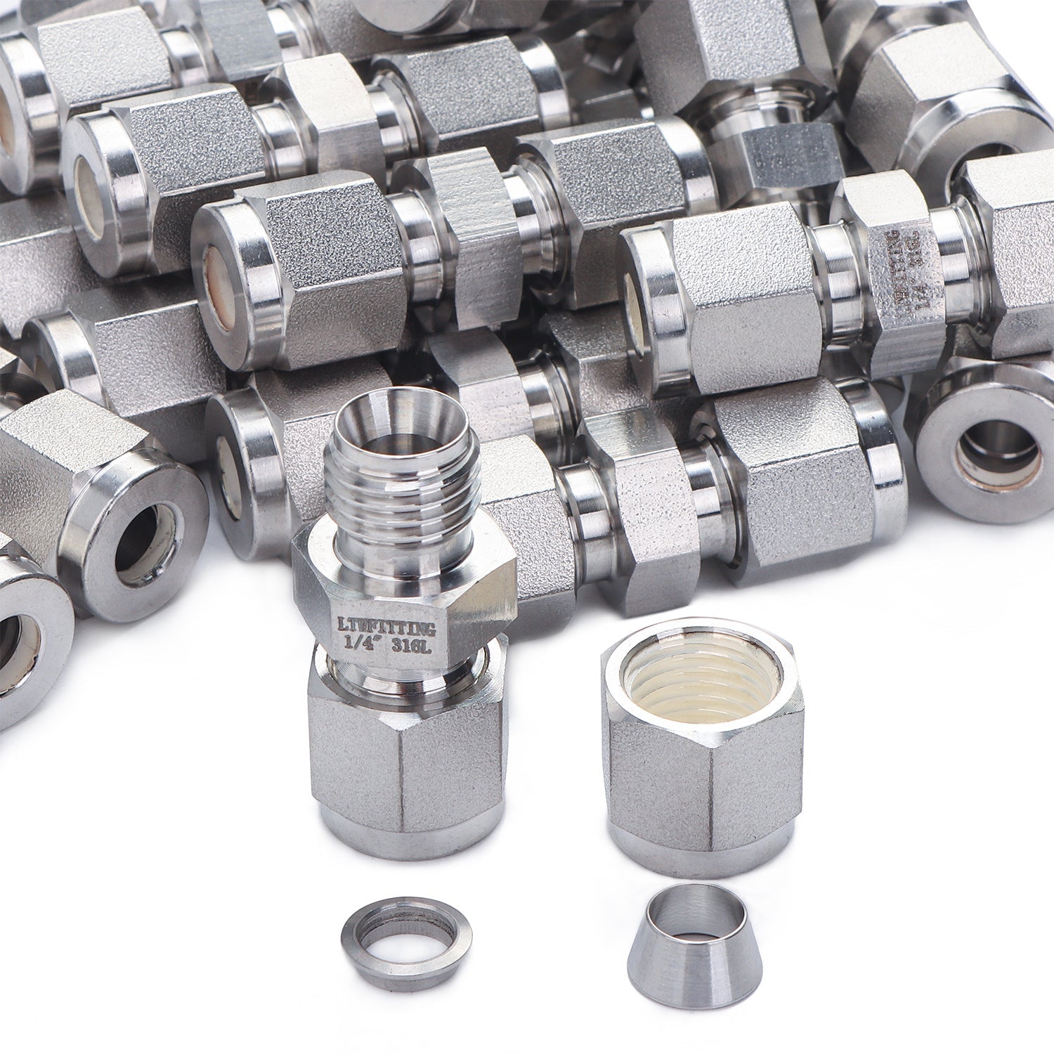 LTWFITTING 1/4-Inch OD Compression Union,Stainless Steel 316 Compression Fitting (Pack of 200)