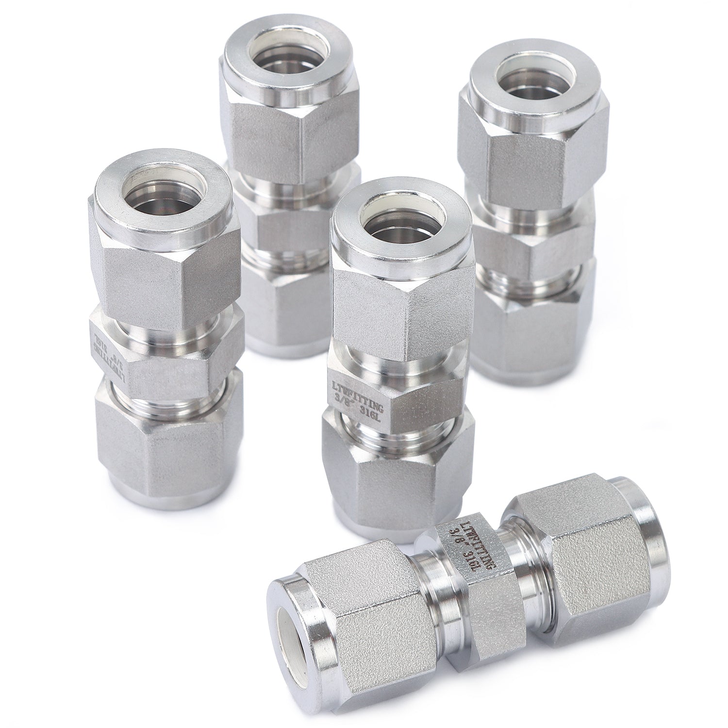 LTWFITTING 3/8-Inch OD Compression Union,Stainless Steel 316 Compression Fitting (Pack of 5)