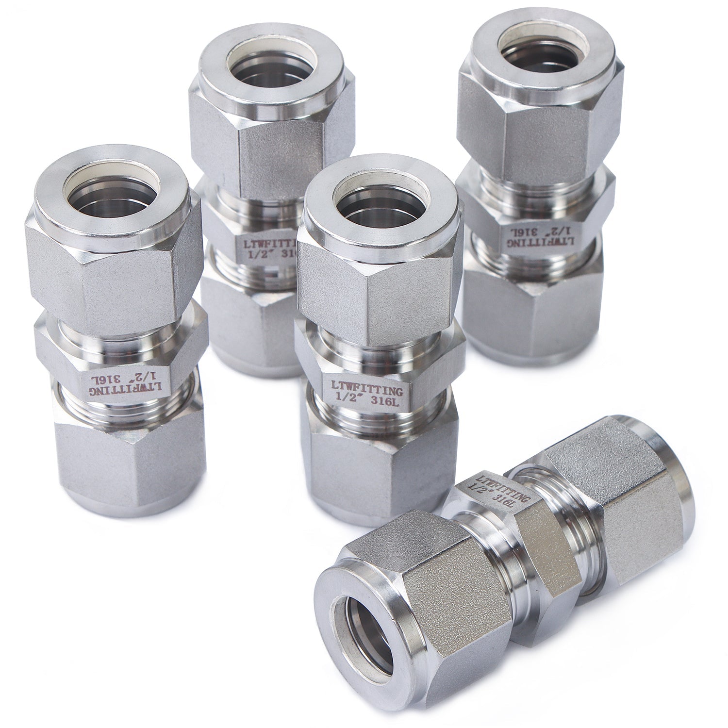 LTWFITTING 1/2-Inch OD Compression Union,Stainless Steel 316 Compression Fitting (Pack of 5)