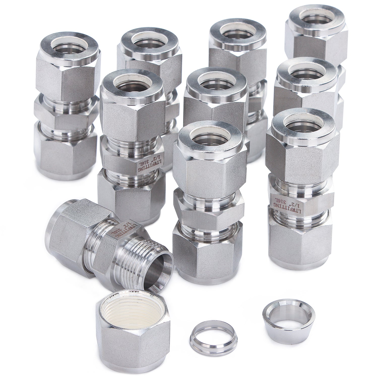 LTWFITTING 1/2-Inch OD Compression Union,Stainless Steel 316 Compression Fitting (Pack of 20)