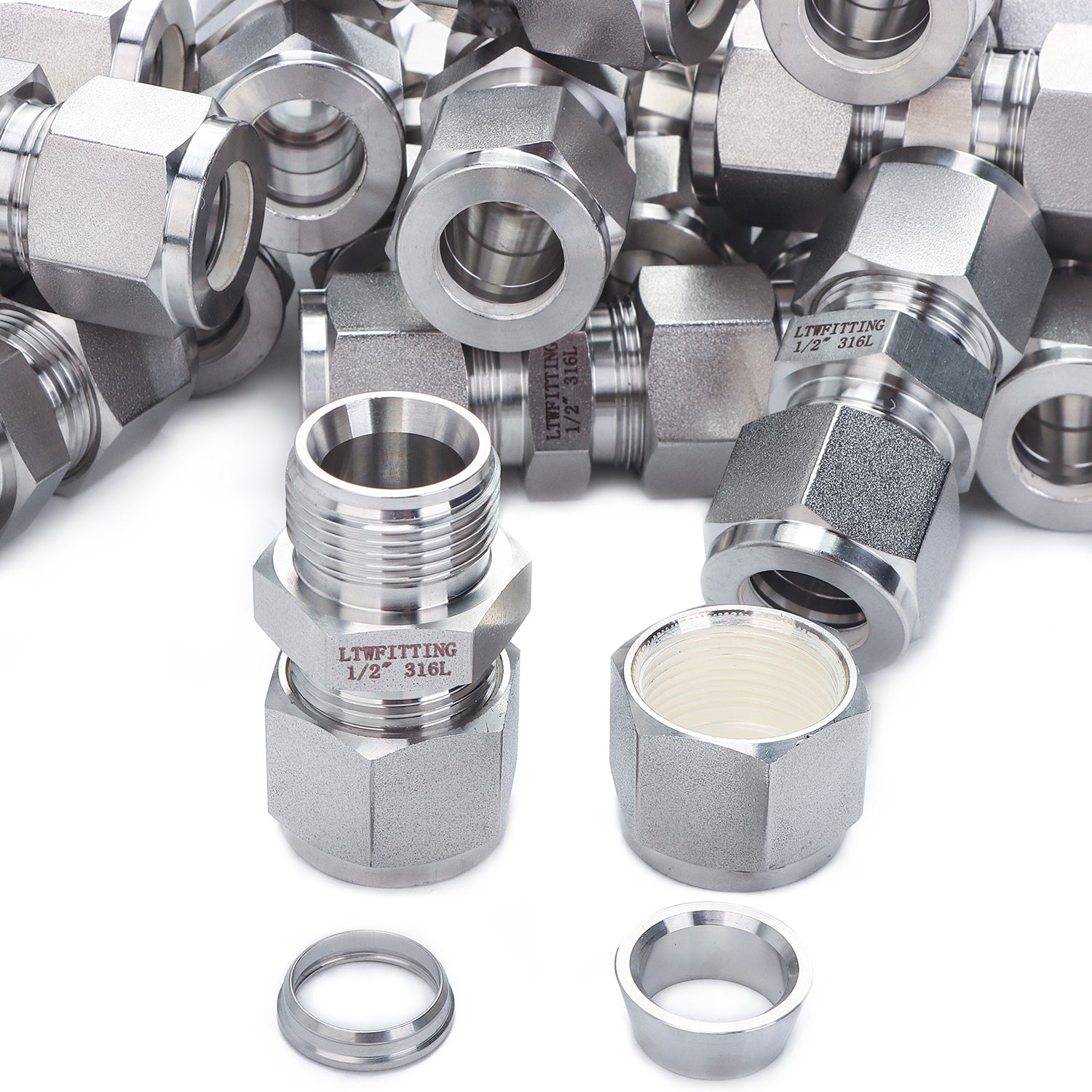 LTWFITTING 1/2-Inch OD Compression Union,Stainless Steel 316 Compression Fitting (Pack of 80)