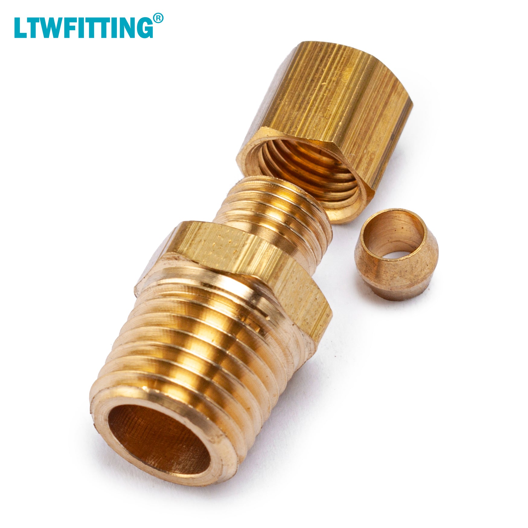 LTWFITTING Brass 3/16 OD x 1/4 Male NPT Compression Connector Fitting(Pack of 5)