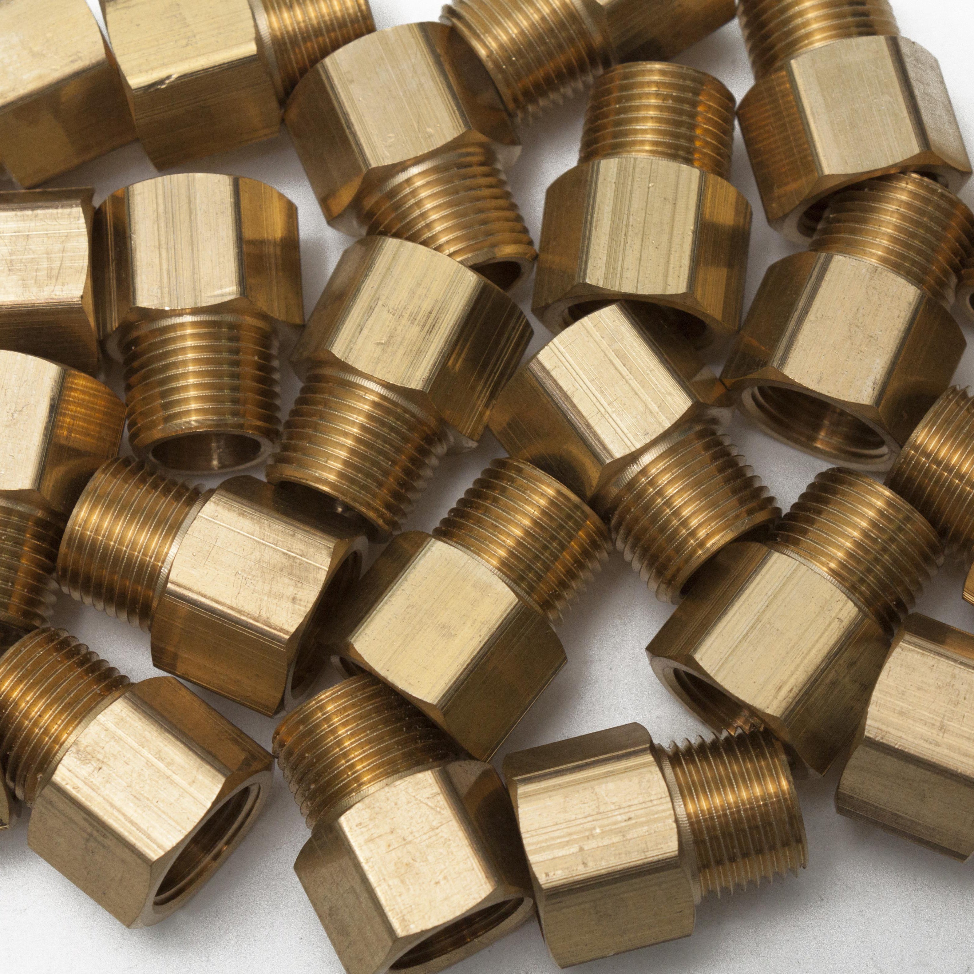 LTWFITTING Brass Pipe 3/8 Inch Female x 3/8 Inch Male NPT Adapter Fuel Gas Air(Pack of 200)