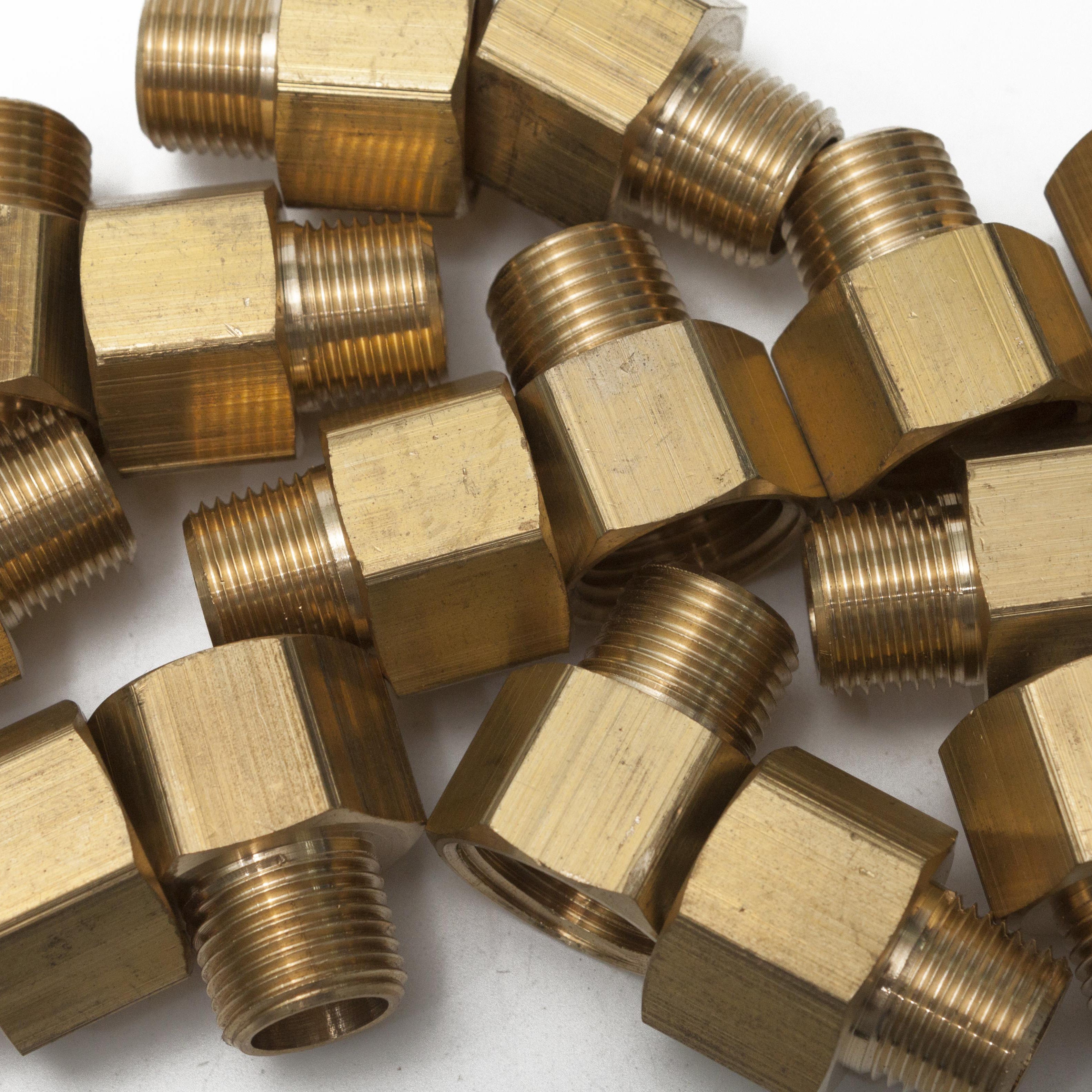 LTWFITTING Brass Pipe 1/2 Inch Female x 3/8 Inch Male NPT Adapter Fuel Gas Air(Pack of 100)