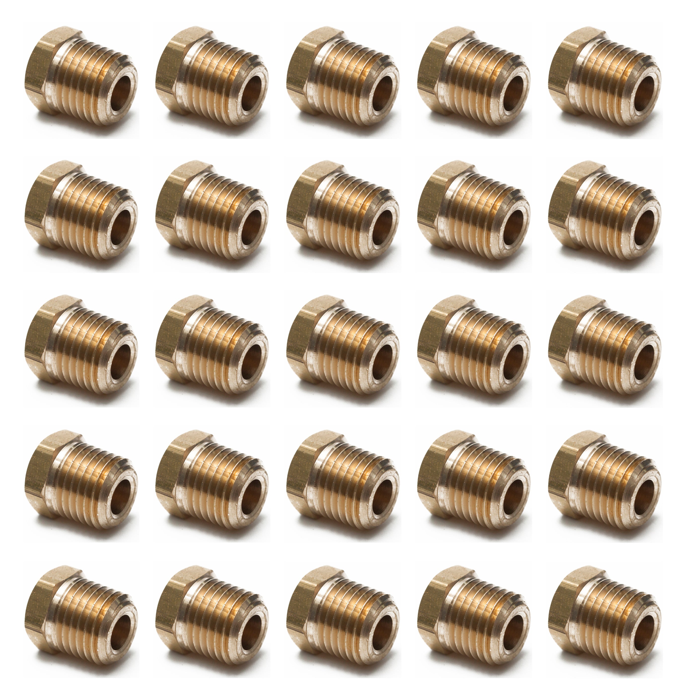 LTWFITTING Lead Free Brass Pipe Hex Head Plug Fittings 1/4 Inch Male NPT Air Fuel Water (Pack of 25)