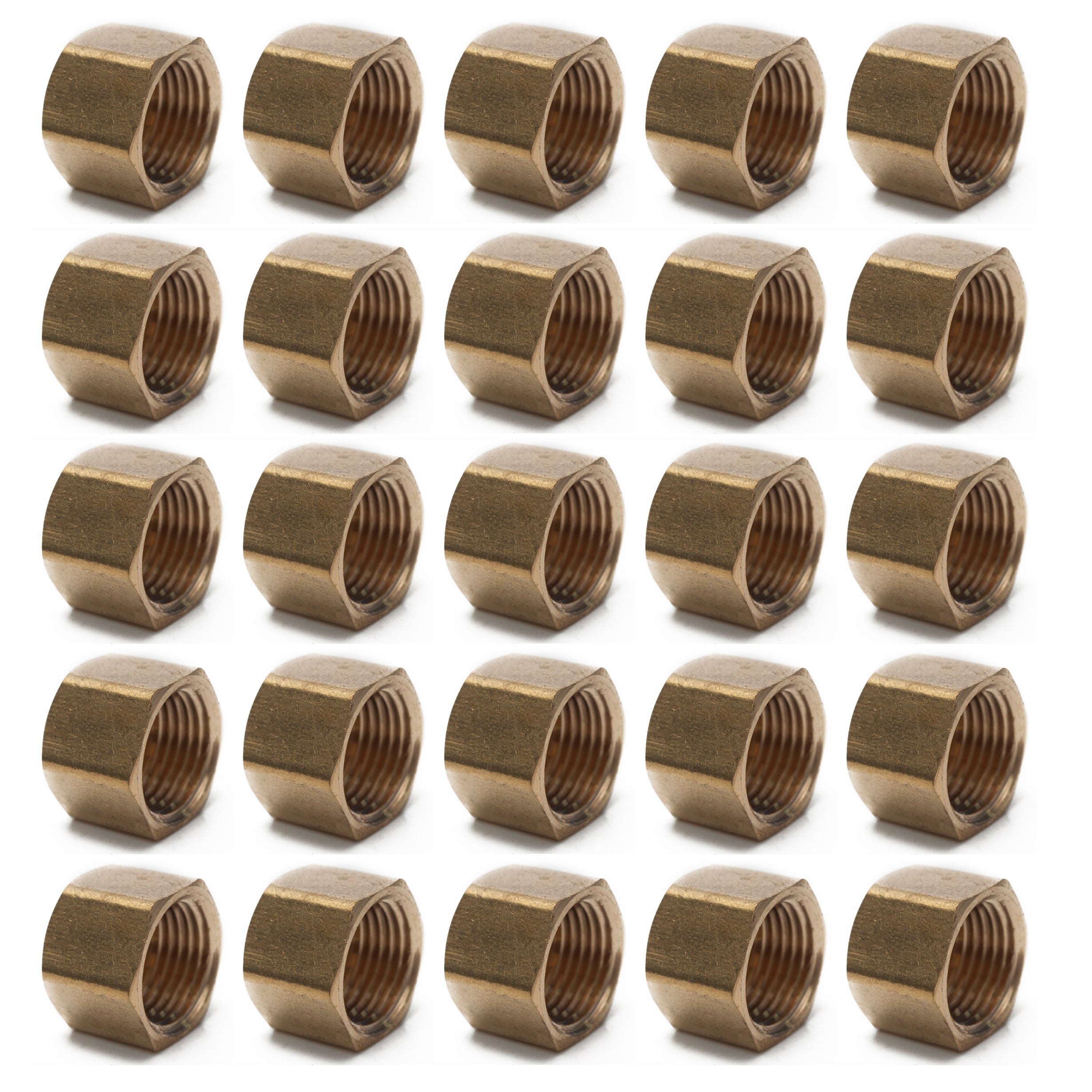 LTWFITTING Lead Free Brass Pipe Cap Fittings 1/2 Inch Female NPT Air Fuel Water (Pack of 25)