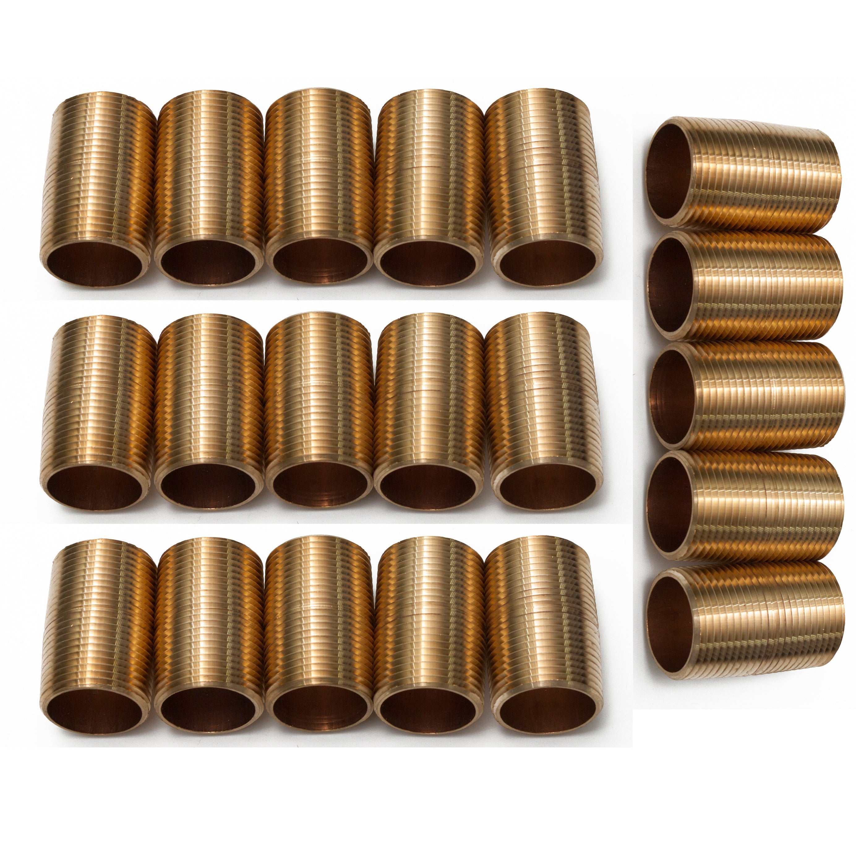 LTWFITTING Brass Pipe 2 Inch Long Nipples Fitting 1 Inch Male NPT Air Water(Pack of 20)