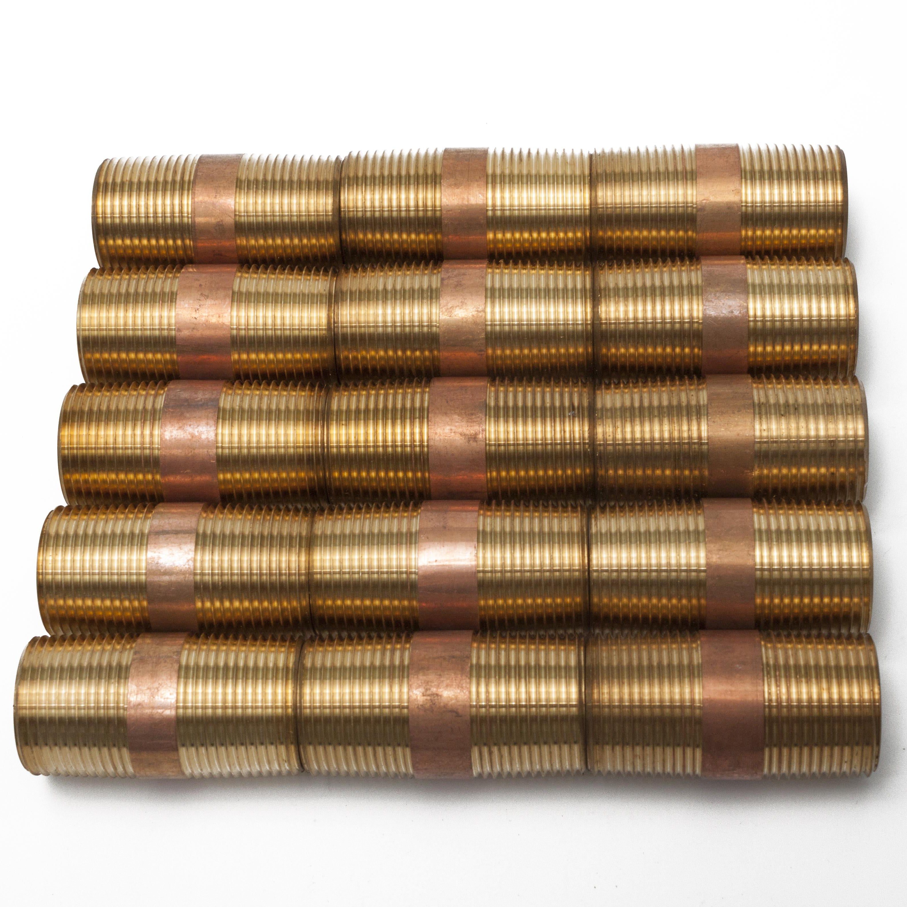 LTWFITTING Brass Pipe 2-1/2 Inch Long Nipples Fitting 1 Inch Male NPT Air Water(Pack of 15)