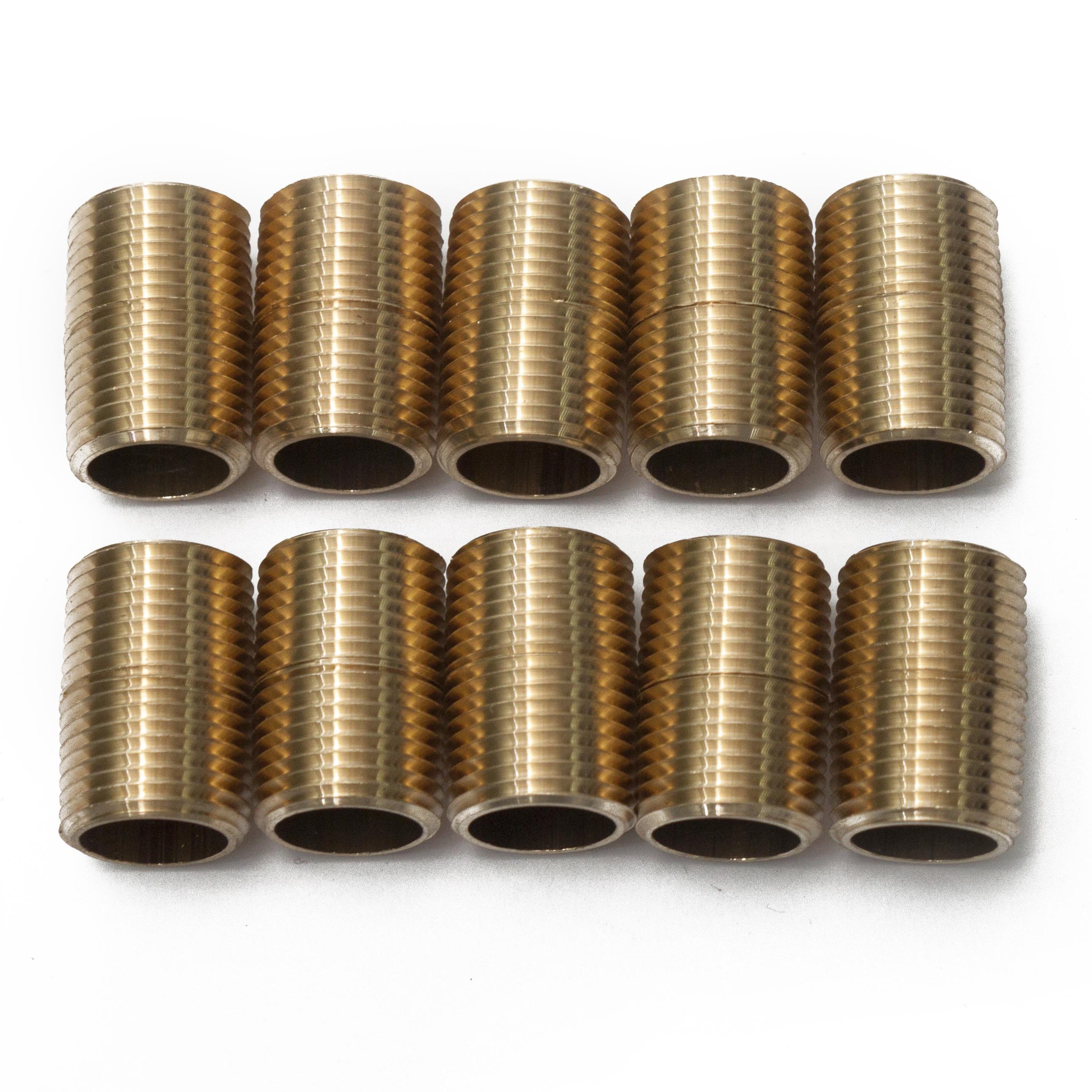 LTWFITTING Brass Pipe Close Nipple Fitting 3/8 Inch Male NPT(Pack of 10)