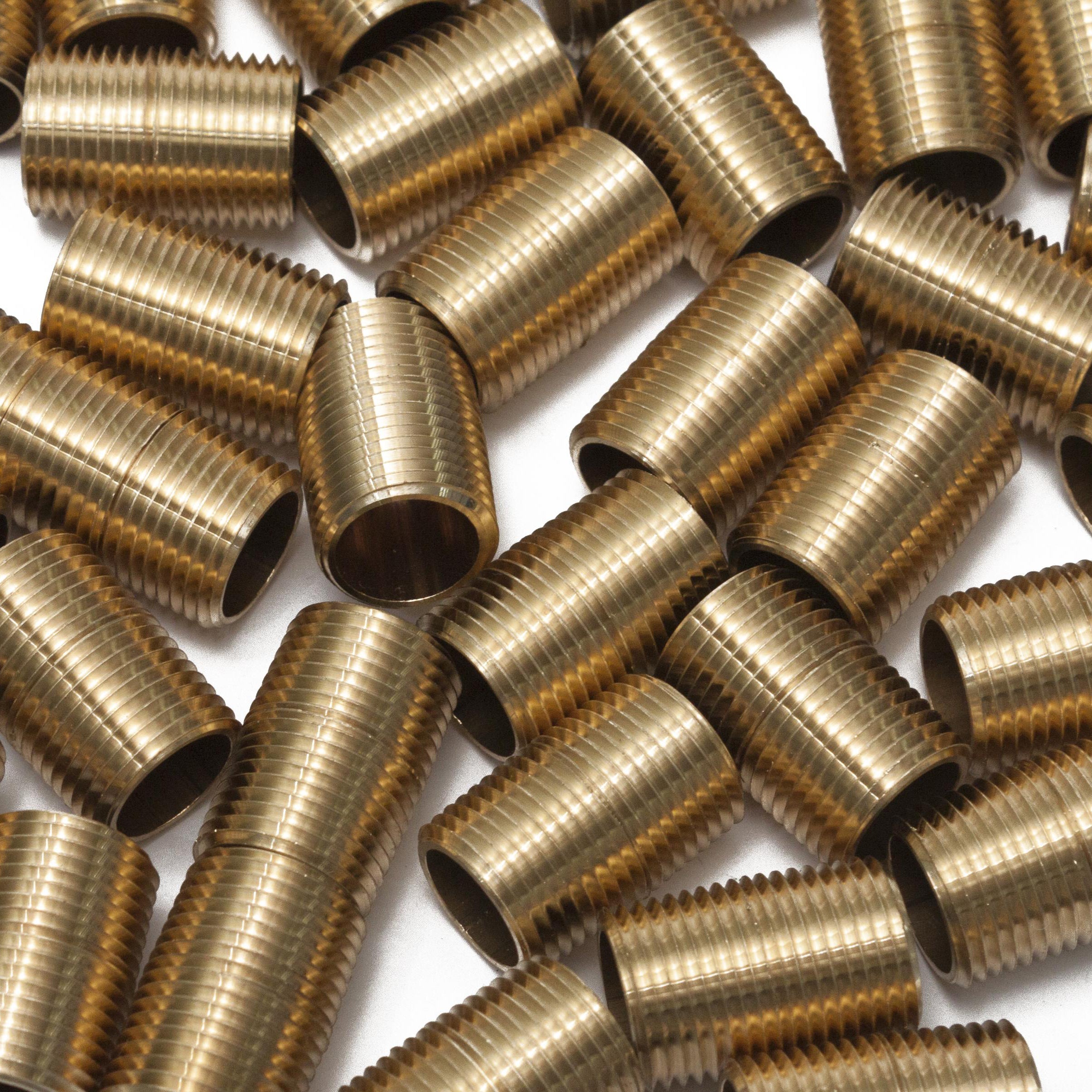 LTWFITTING Brass Pipe Close Nipple Fitting 3/8 Inch Male NPT(Pack of 50)