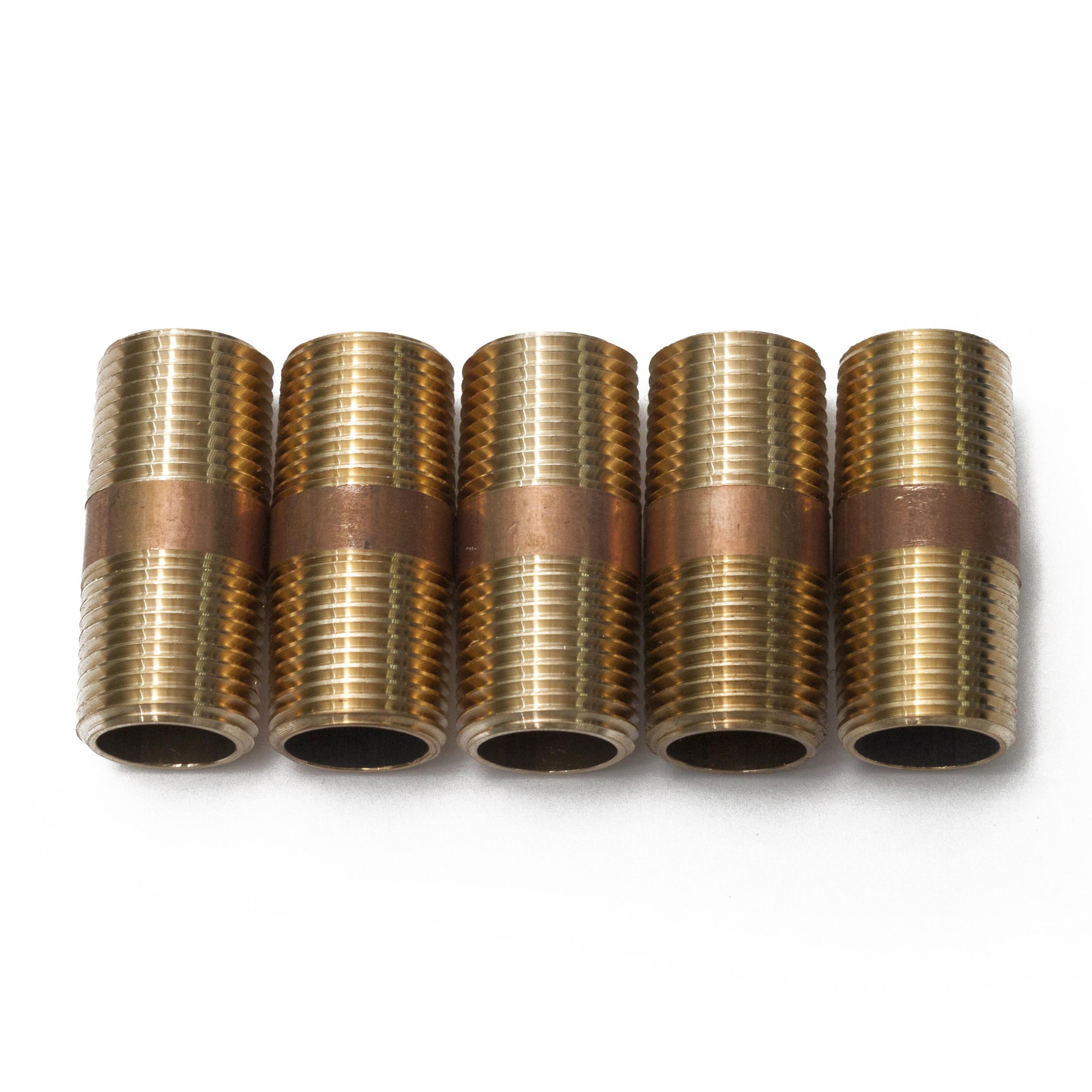 LTWFITTING Brass Pipe 1-1/2 Inch Long Nipple Fitting 3/8 Male NPT Air Water(Pack of 5)