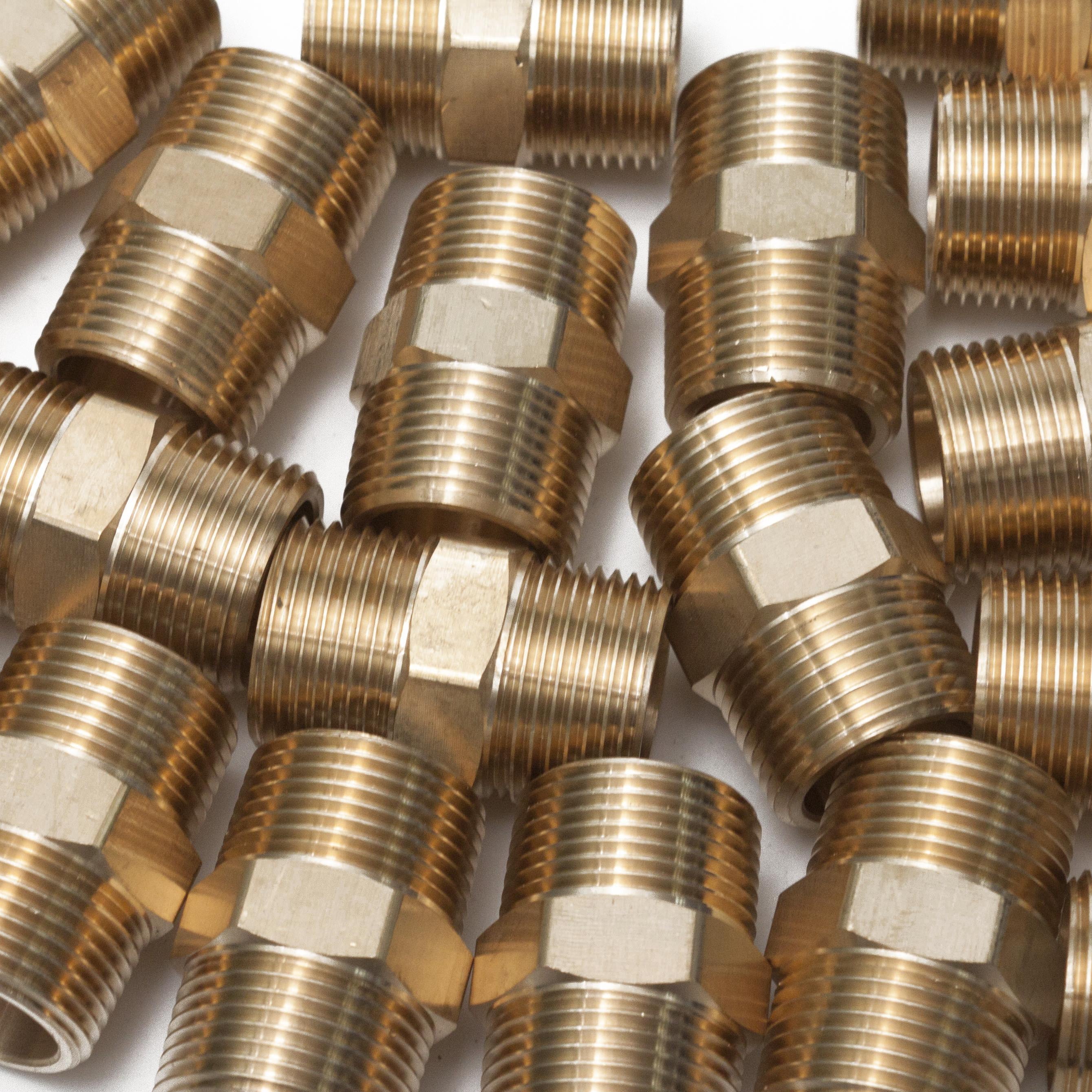 LTWFITTING Brass Pipe Hex Nipple Fitting 3/4 x 3/4 Inch Male Pipe NPT MNPT MPT Air Fuel Water(Pack of 100)