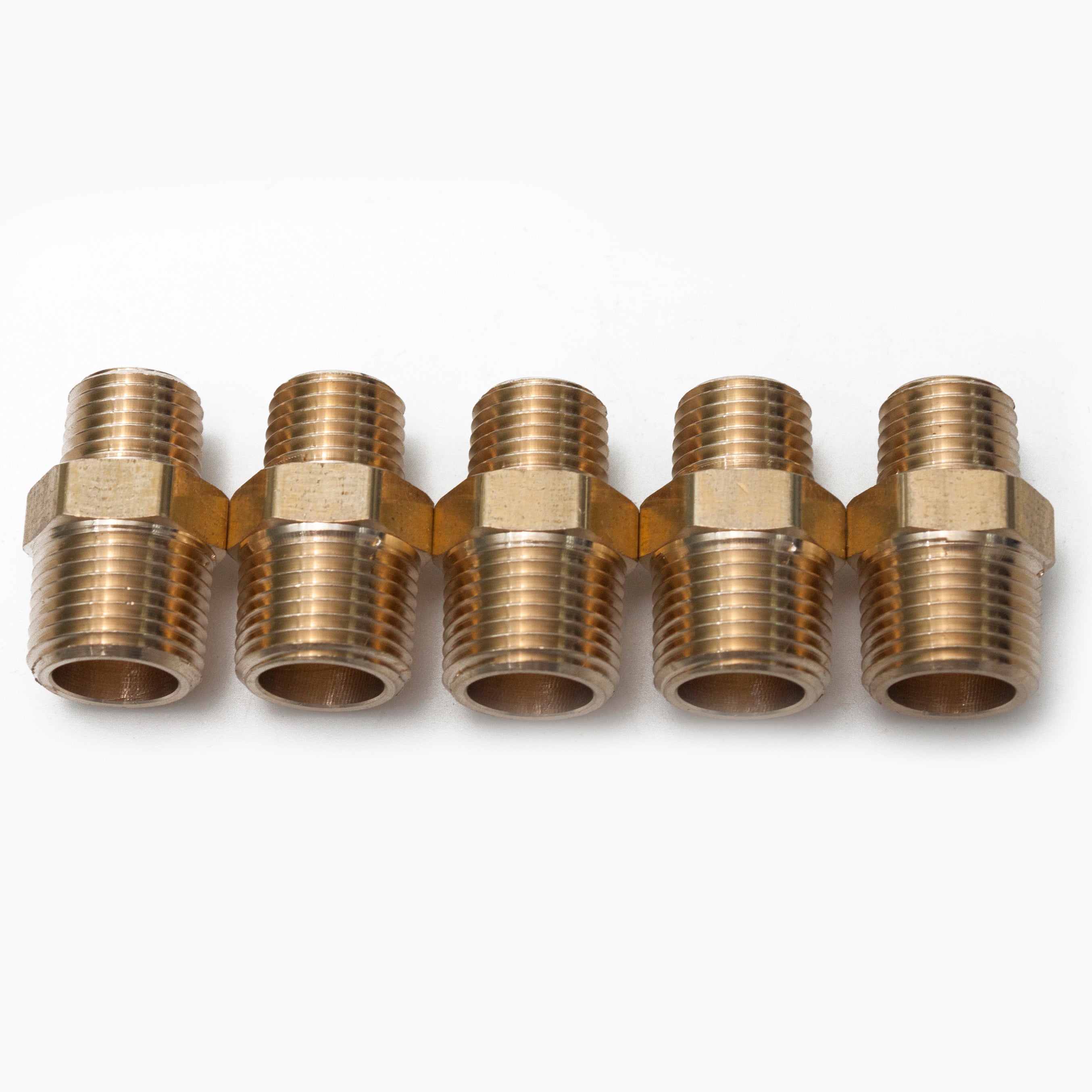 LTWFITTING Brass Pipe Hex Reducing Nipple Fitting 3/8-Inch x 1/4-Inch Male NPT(Pack of 5)