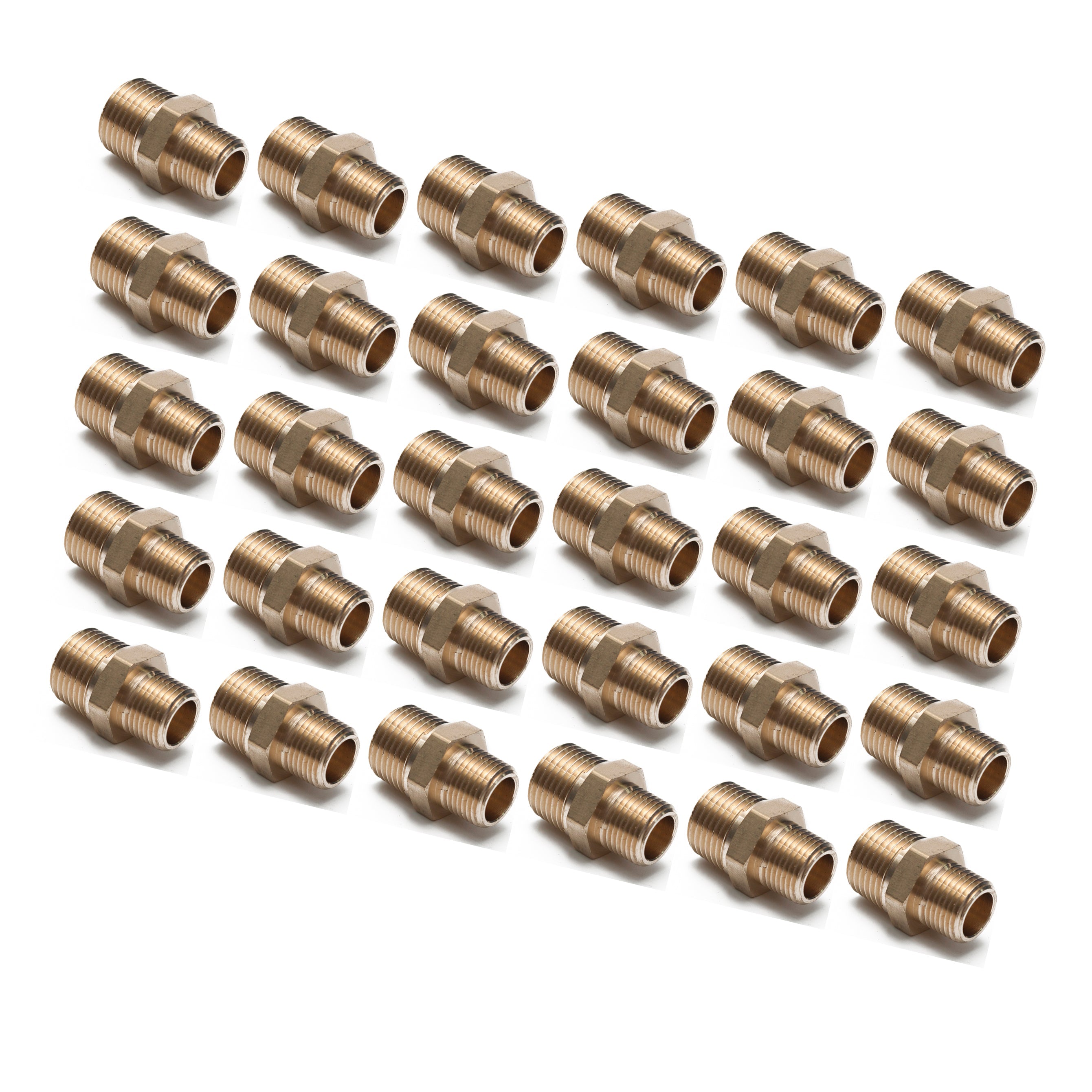 LTWFITTING Brass Pipe Hex Reducing Nipple Fitting 1/2-Inch x 3/8-Inch Male NPT(Pack of 30)