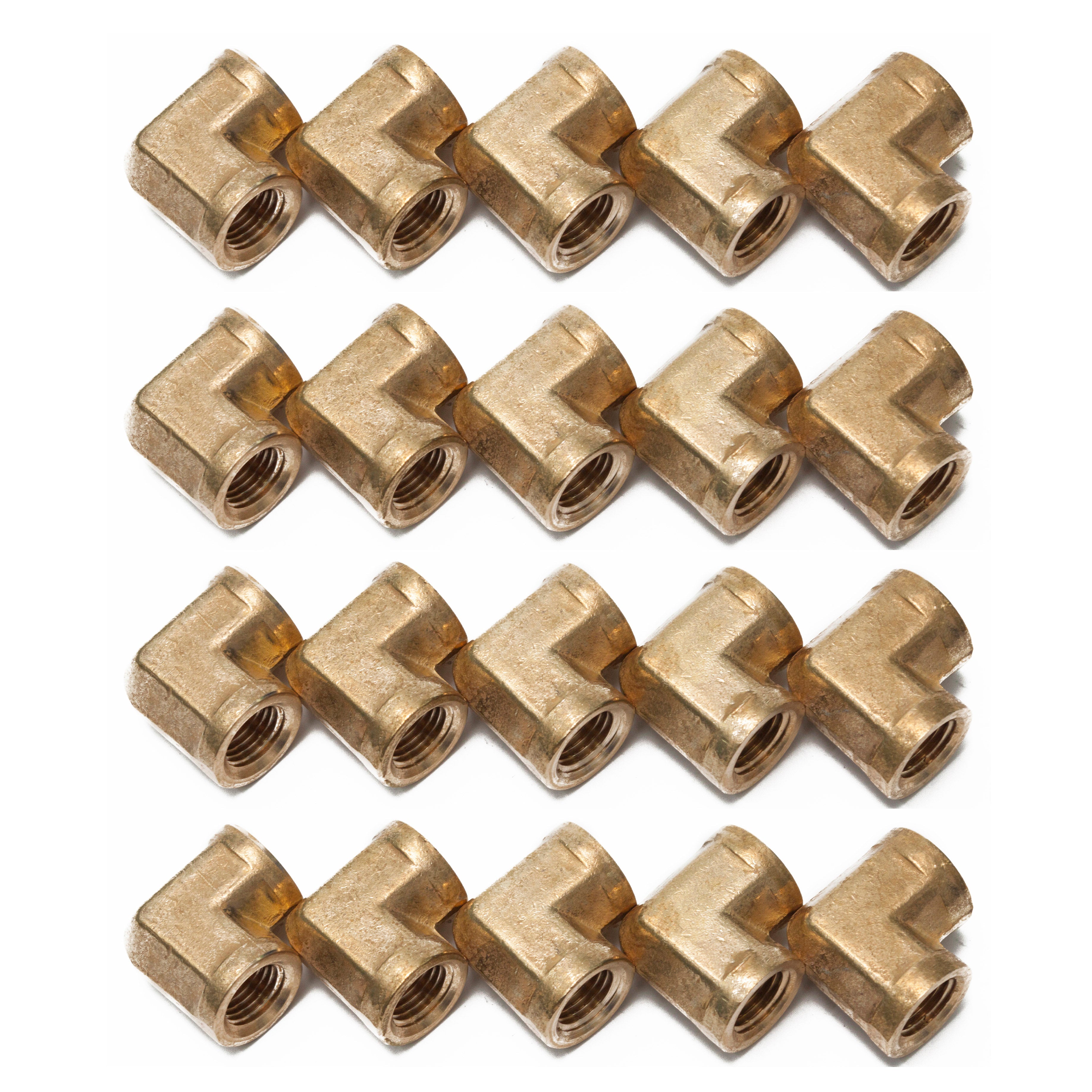 LTWFITTING Lead Free Brass Pipe Fitting 90 Deg 1/4 Inch Female NPT Elbow Air Fuel Water(Pack of 20)