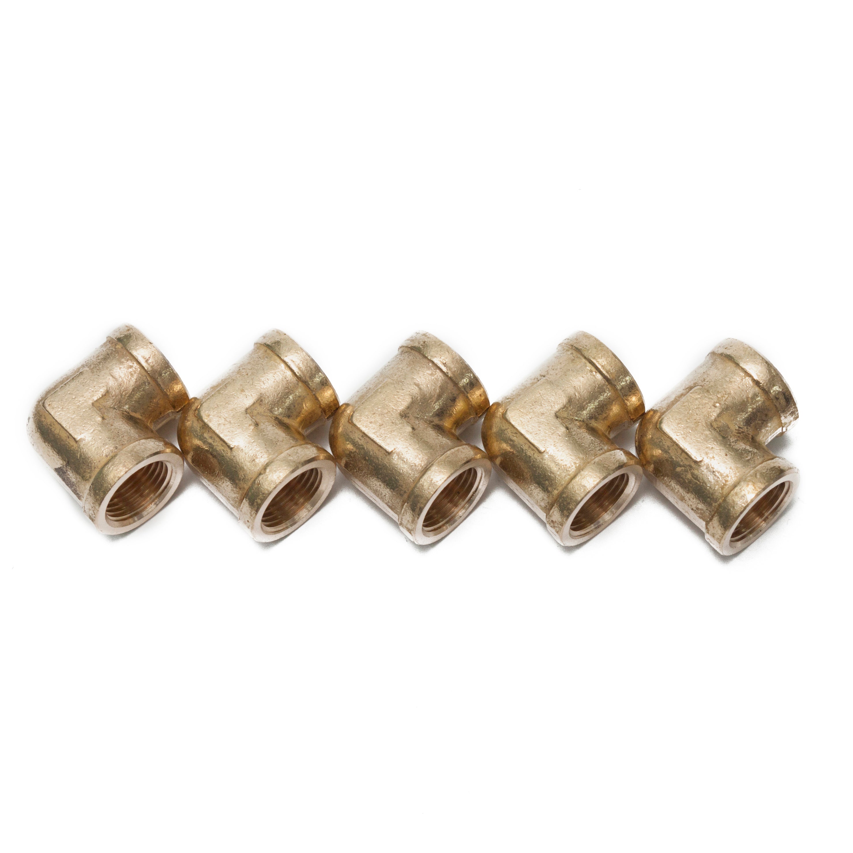 LTWFITTING Brass Pipe Fitting Female 90 Deg 3/8-Inch NPT Elbow Fuel Air(Pack of 5)