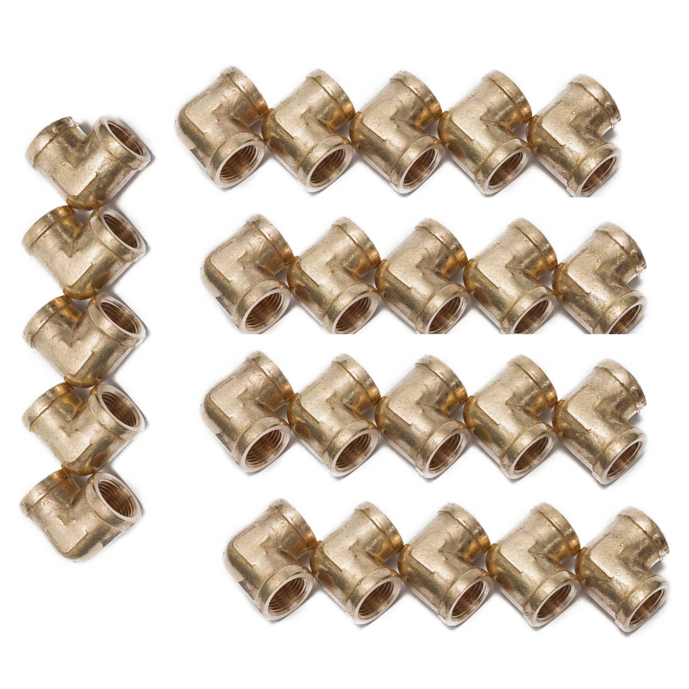LTWFITTING Brass Pipe Fitting Female 90 Deg 3/8-Inch NPT Elbow Fuel Air(Pack of 25)