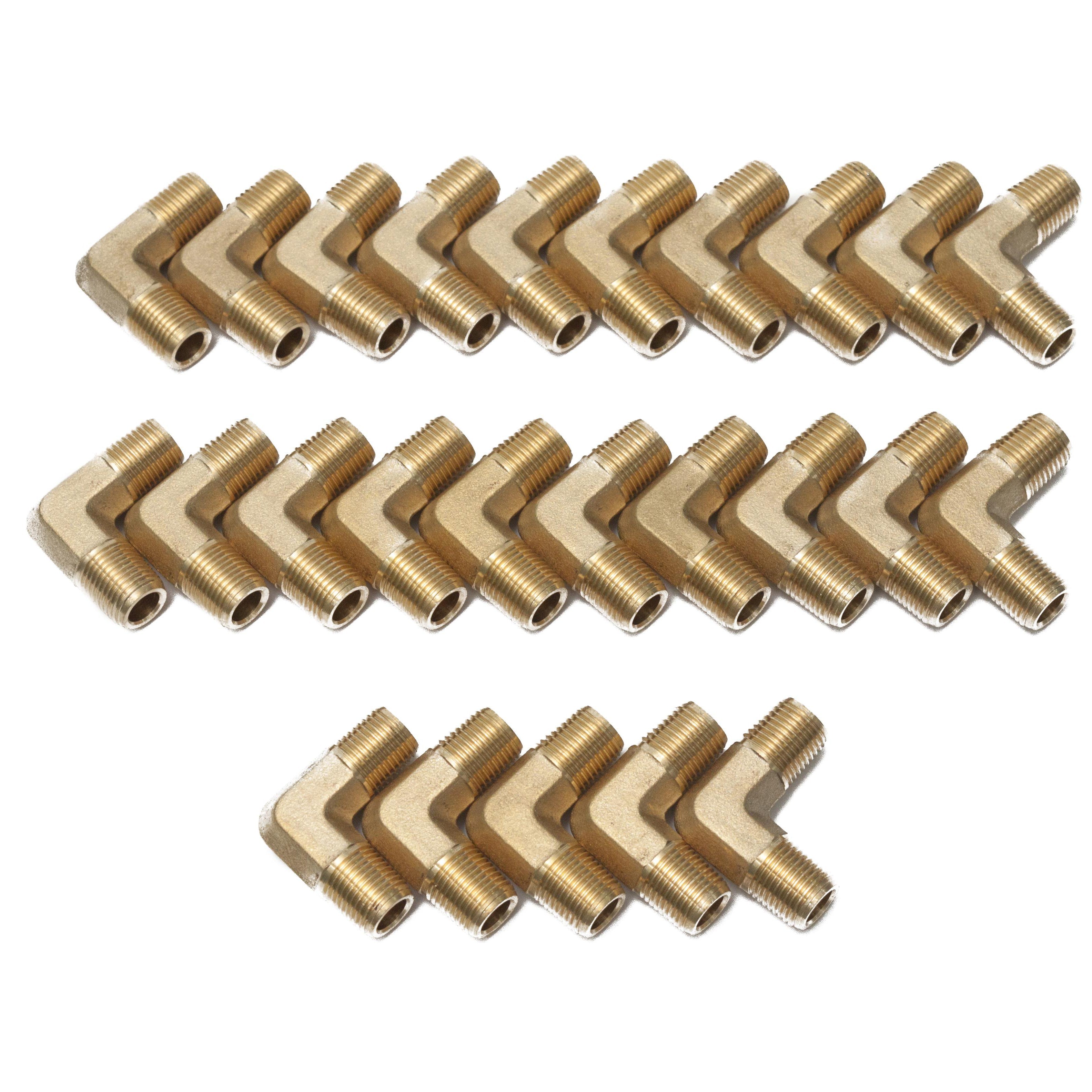 LTWFITTING Brass Pipe Male 90 Deg Elbow Fitting 1/8-Inch NPT Water Fuel(Pack of 25)