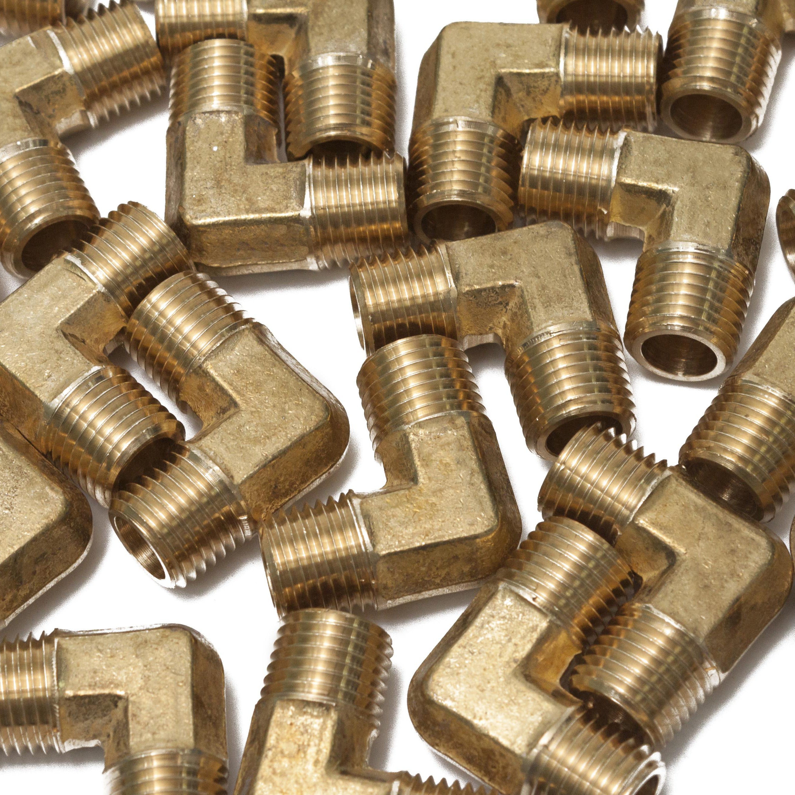 LTWFITTING Brass Pipe Male 90 Deg Elbow Fitting 1/4-Inch NPT Water Fuel(Pack of 250)