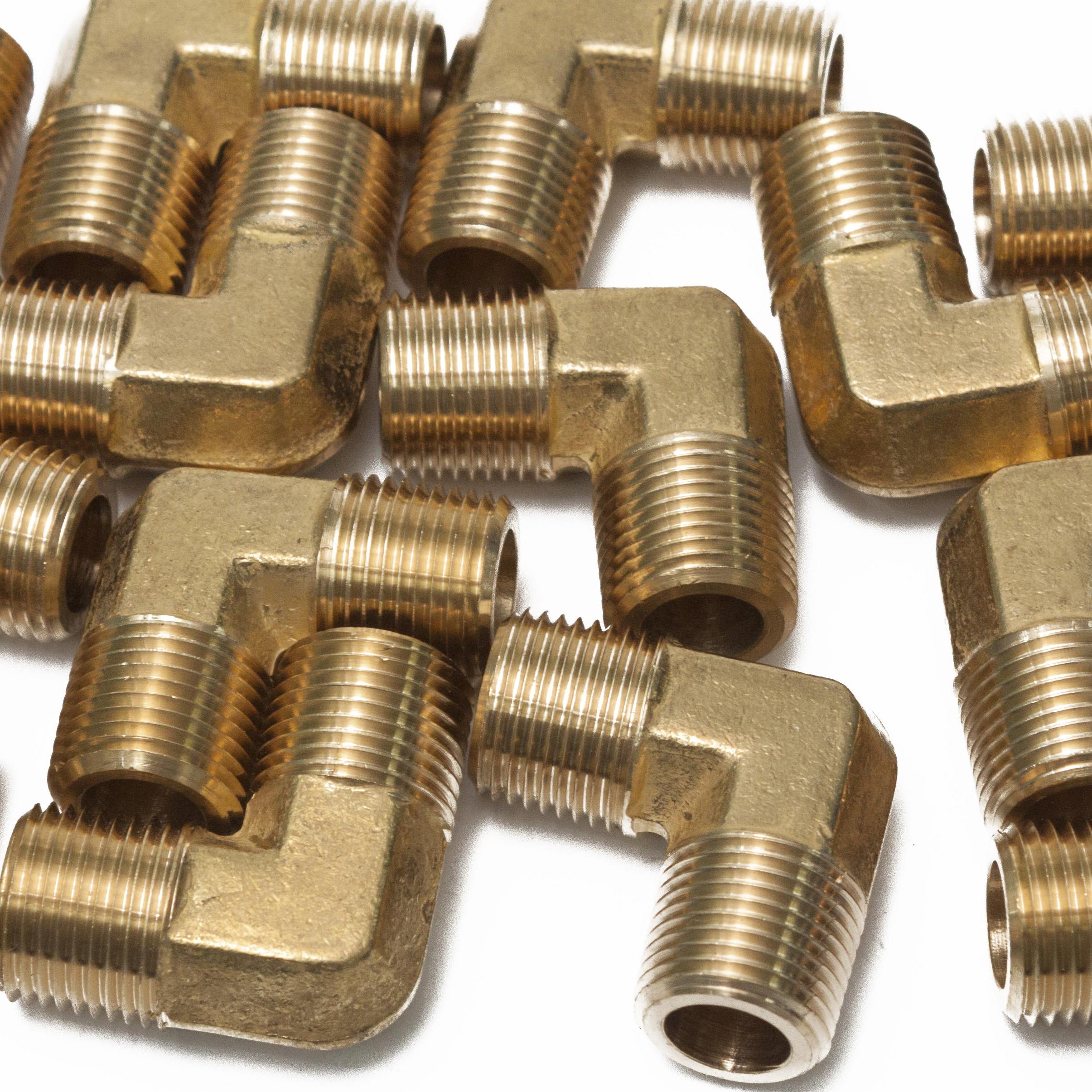 LTWFITTING Brass Pipe Male 90 Deg Elbow Fitting 3/8-Inch NPT Water Fuel(Pack of 25)