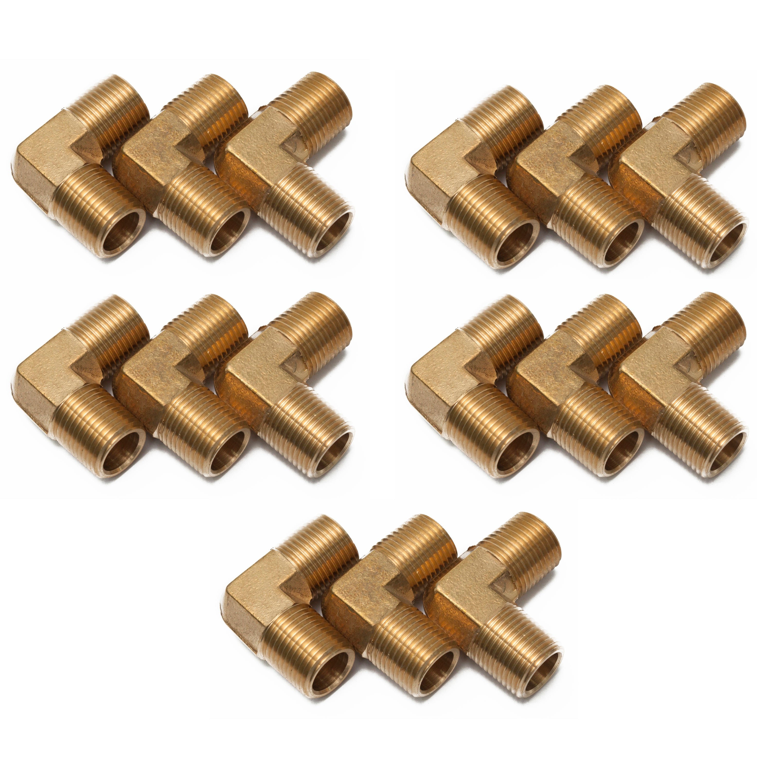 LTWFITTING Brass Pipe Male 90 Deg Elbow Fitting 1/2-Inch NPT Water Fuel(Pack of 15)